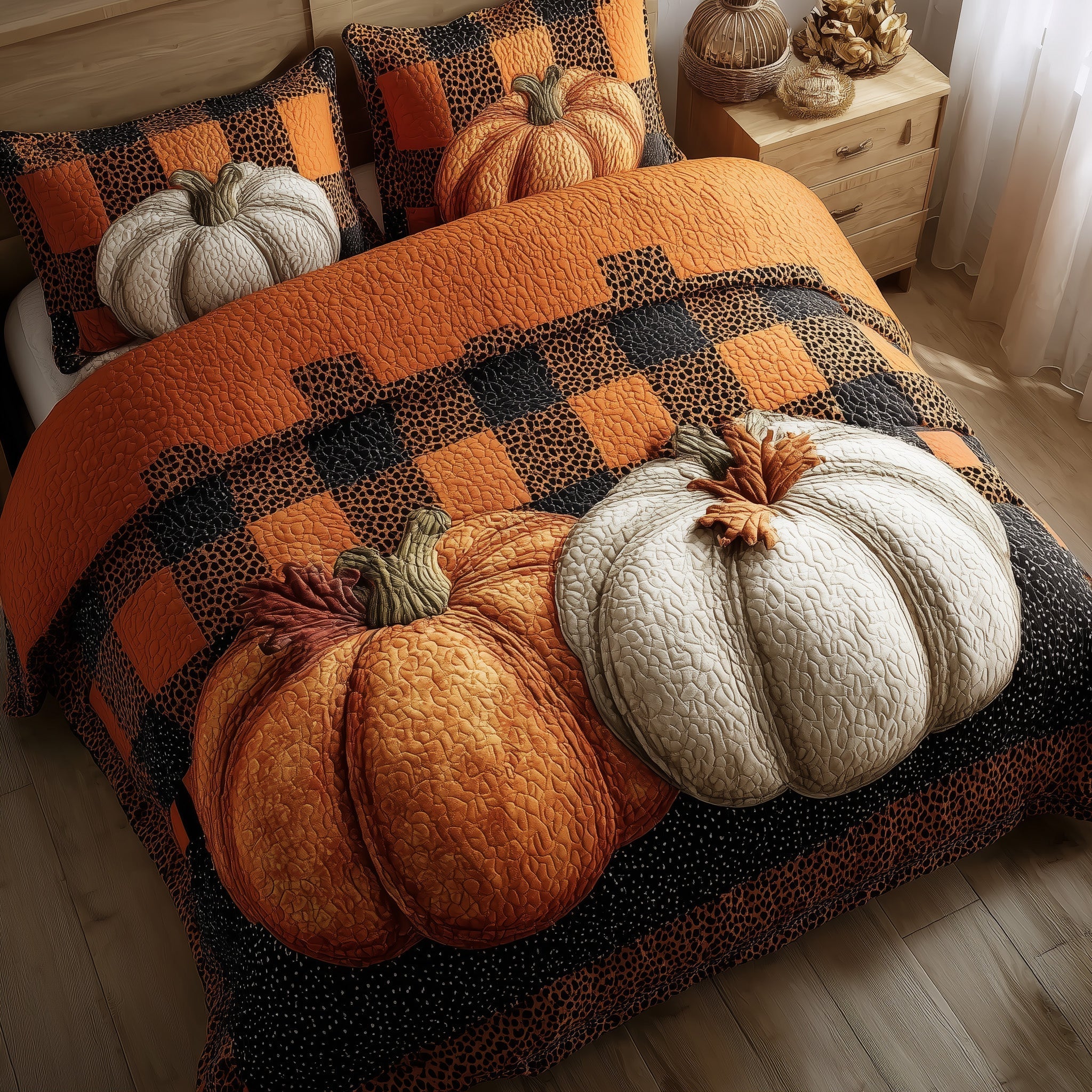 Elegant Fall Quilted Bedding Set Elegant Fall Meadow Gift For Fall Friends - Tradiviet