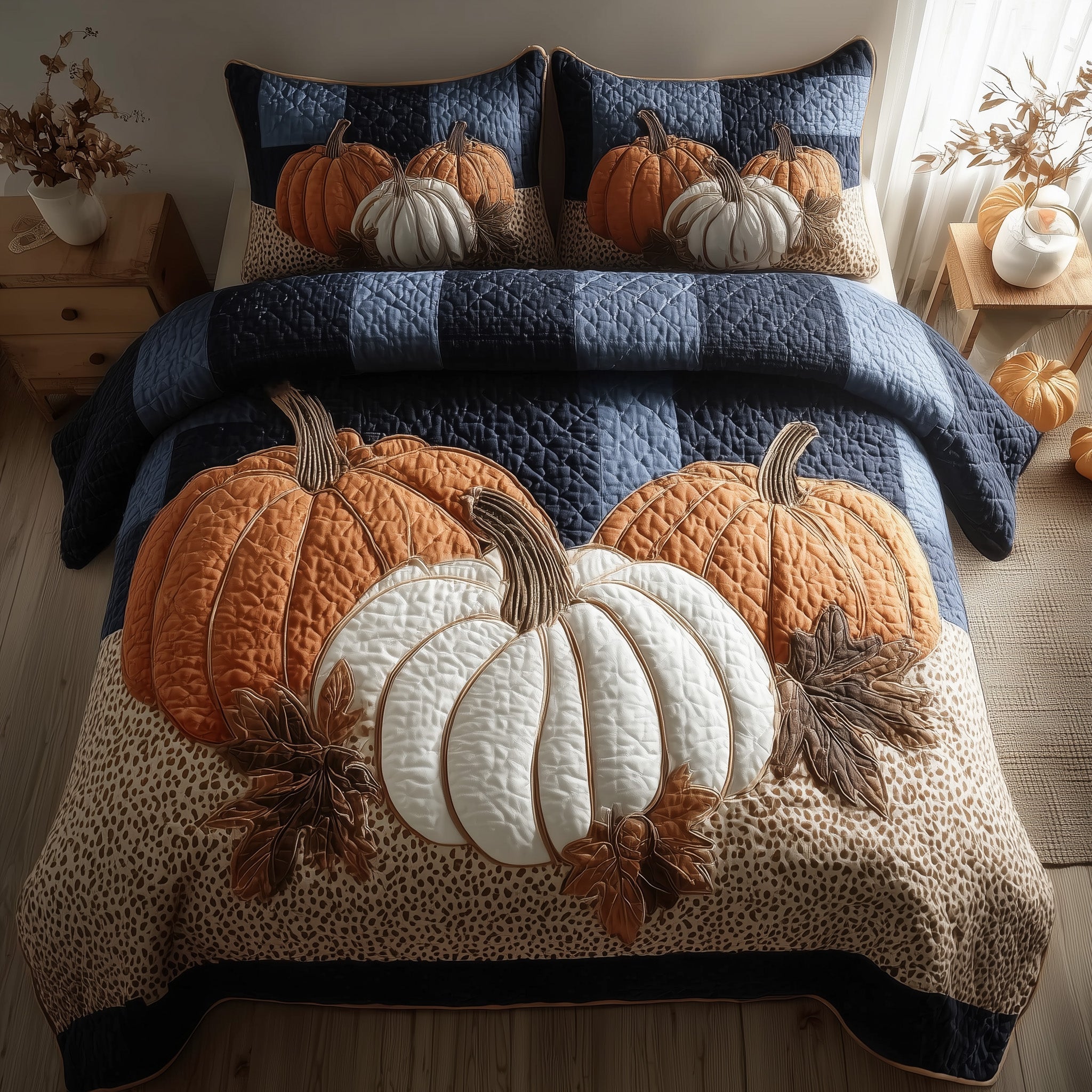 Elegant Fall Quilted Bedding Set Elegant Fall Ocean Gift For Elegant Family - Tradiviet