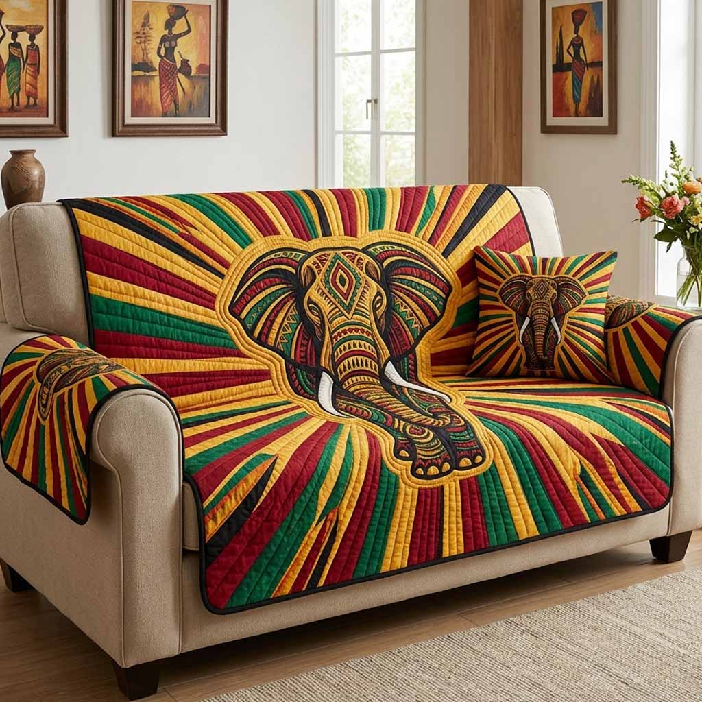 Elephant Burst Quilted Sofa Cover Boho Home Room Decor Home Decor Gift Ideas - Tradiviet