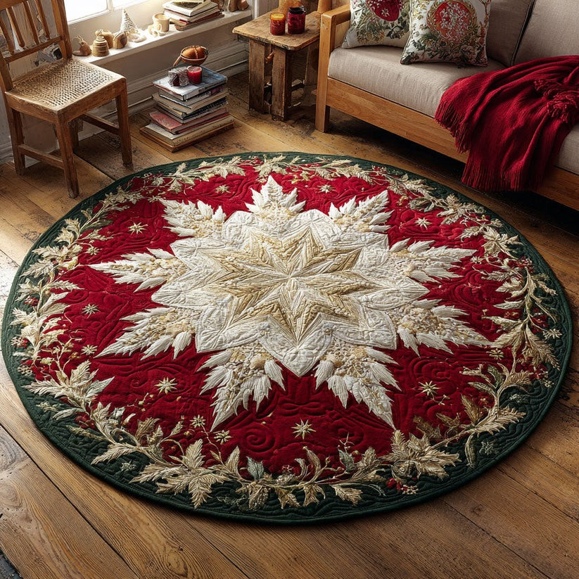 Ember Snow Quilted Round Mat Holiday Home Decorations Christmas Gifts For Family - Tradiviet