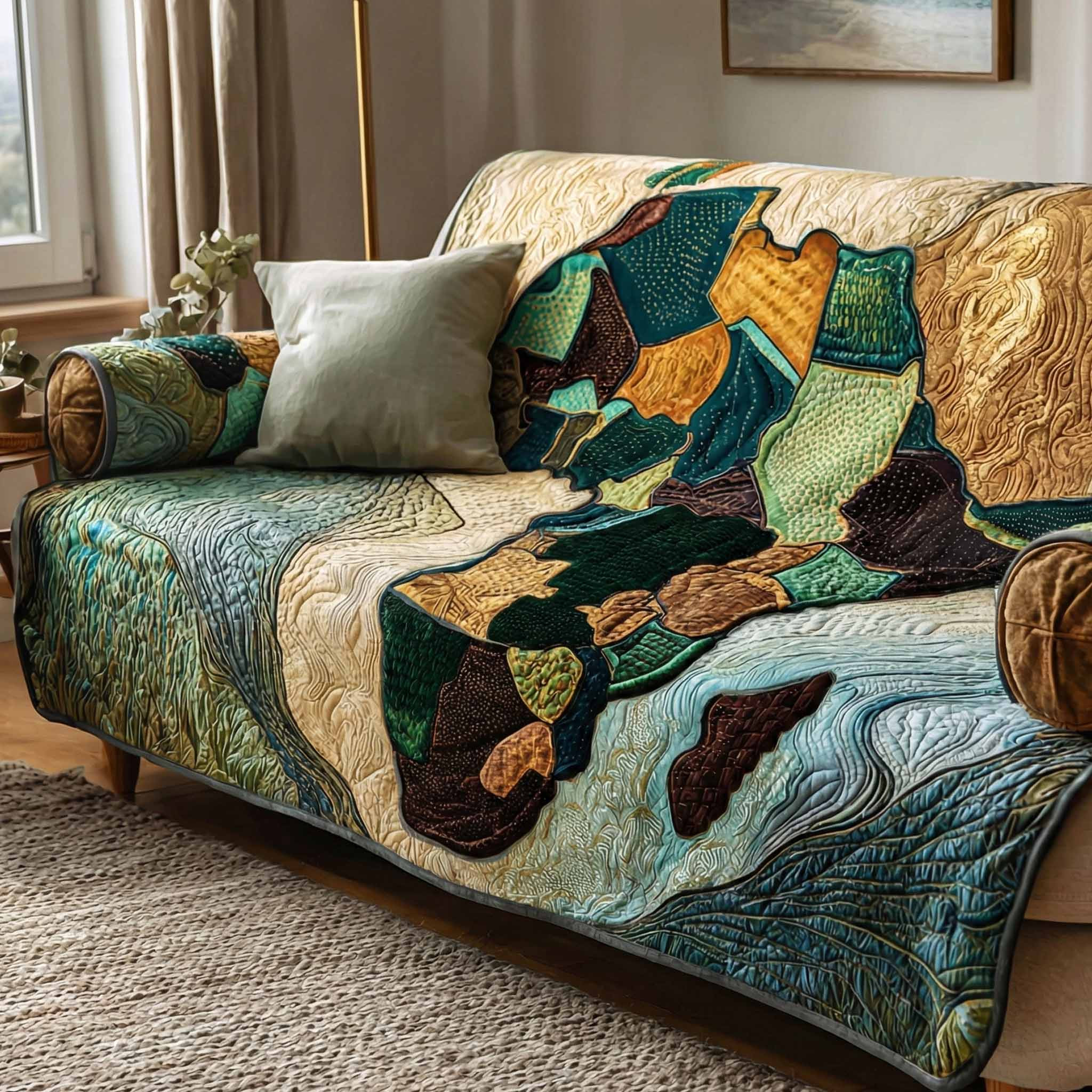 Emerald Africa Quilted Sofa Cover Sofa Slip Covers Black History Month Gifts - Tradiviet