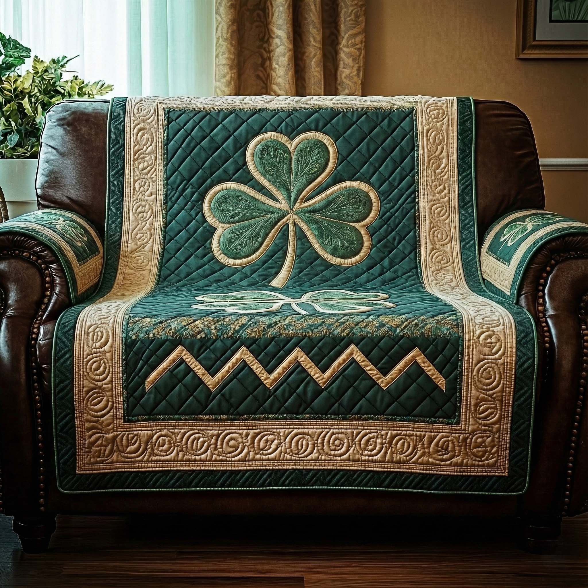 Emerald Beauty Quilted Sofa Cover Cozy Home Couch Cover Cute Room Decor Finds - Tradiviet