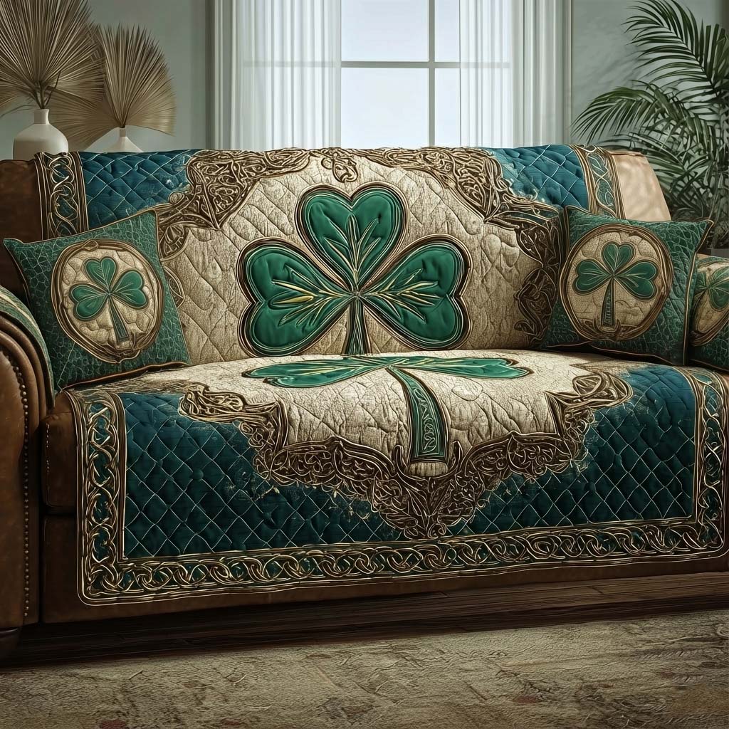 Emerald Beauty Quilted Sofa Cover Cozy Home Couch Cover Gift For Home Decorators - Tradiviet