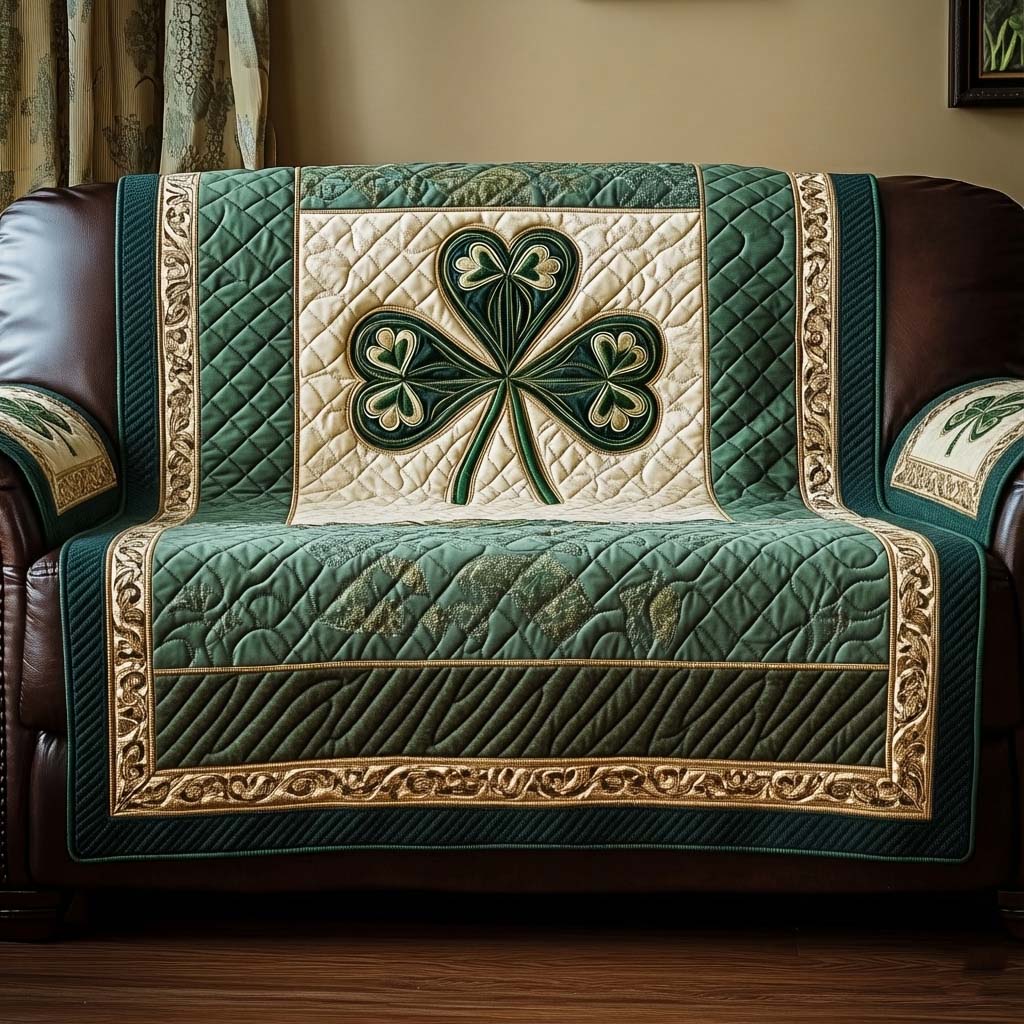 Emerald Beauty Quilted Sofa Cover Cozy Home Couch Cover Home Gift For Her - Tradiviet