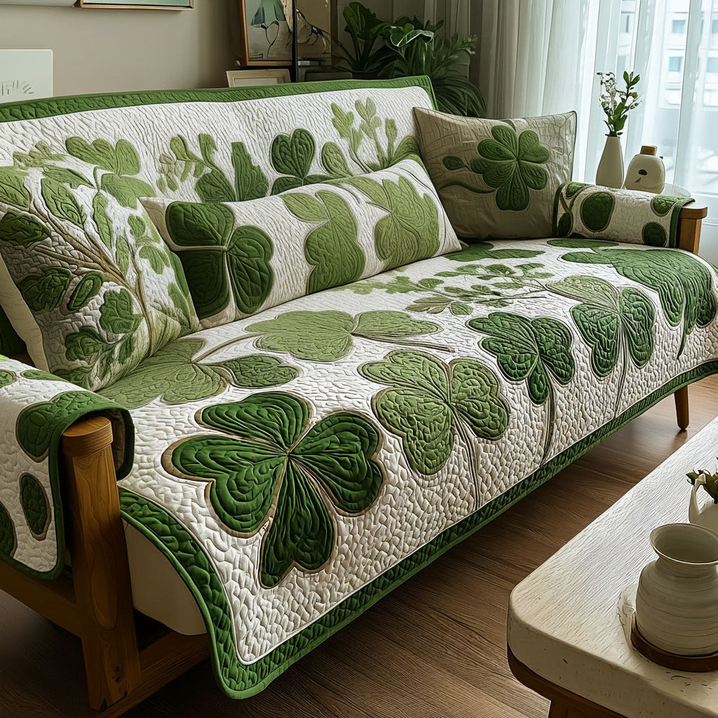 Emerald Comfort Quilted Sofa Cover Sofa Cover For Couch Green Gifts For St Patrick's Day - Tradiviet - Image 3