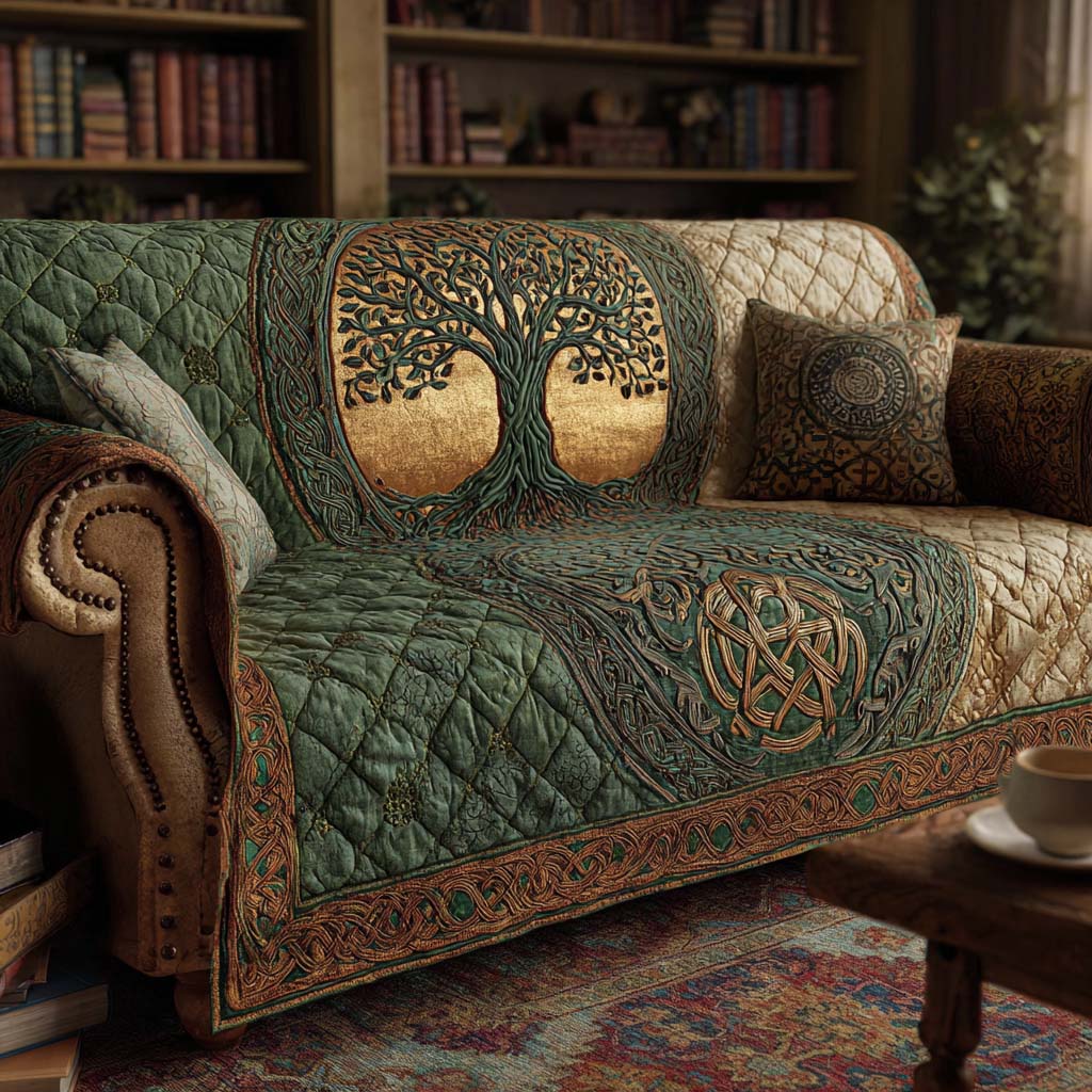 Emerald Forest Roots Quilted Sofa Cover Holiday Home Room Decor Unique Home Decor Finds - Tradiviet