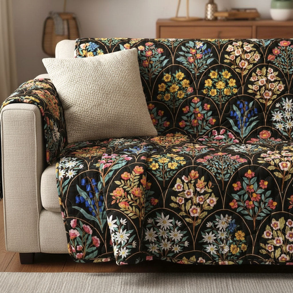 Enchanted Flora Quilted Sofa Cover Home Decor Perfect Mother' Day Gifts - Tradiviet