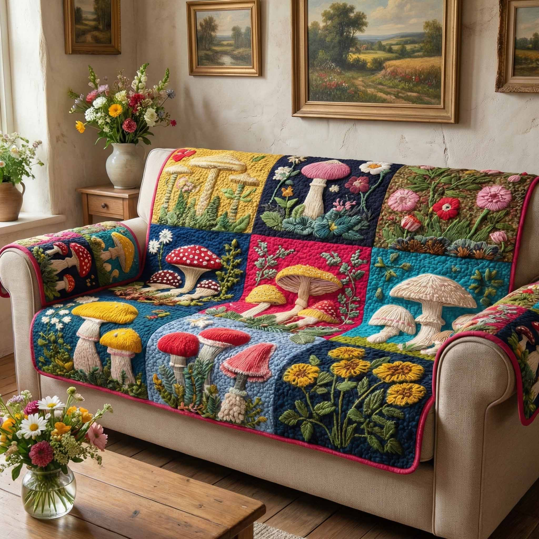 Enchanted Grove Quilted Sofa Cover Furniture Covers For Sofas Useful Gifts For Mom - Tradiviet