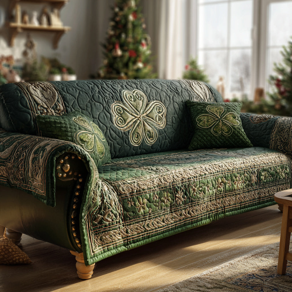 Enchanted Mossy Glade Quilted Sofa Cover Furniture Covers For Sofas Saint Patty's Day Gifts - Tradiviet