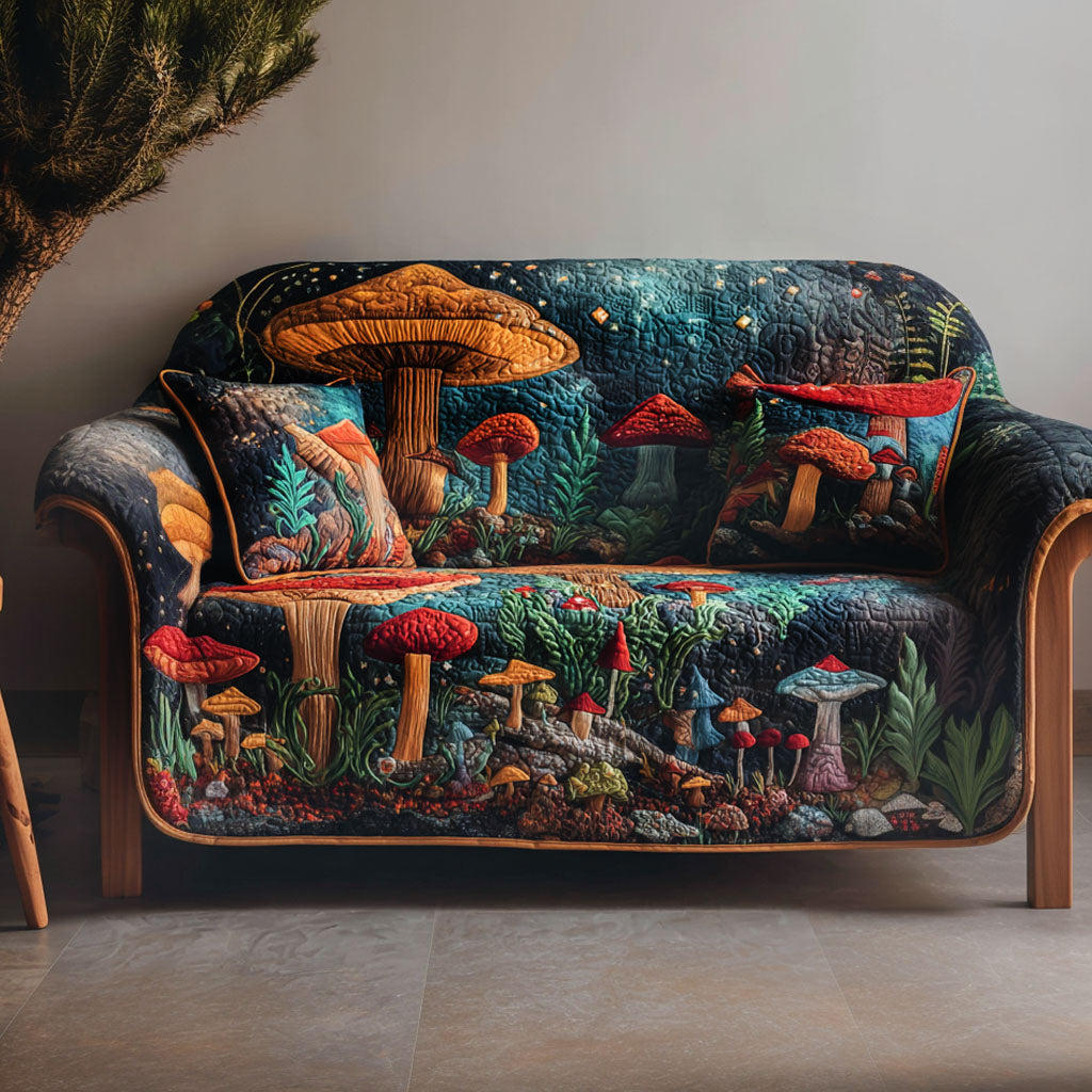 Enchanted Shroomland Quilted Sofa Cover Classic Room Decor Gift For Home Decorators - Tradiviet