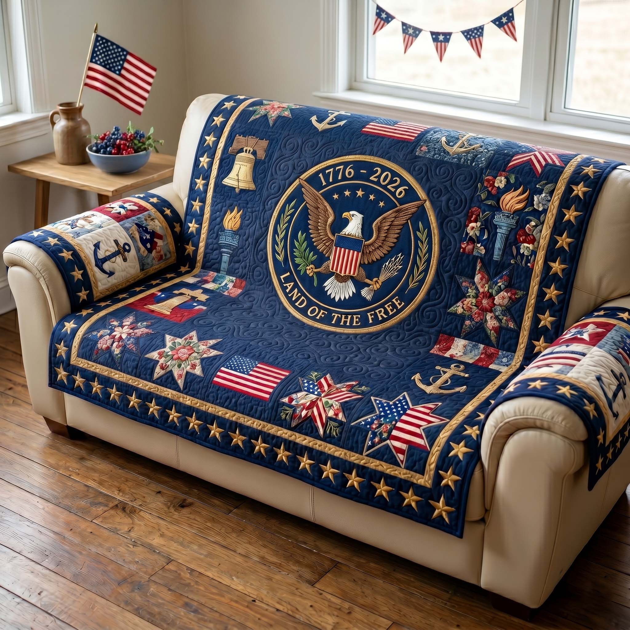 Eternal Land Emblem Quilted Sofa Cover Table Room Decor Cute Room Decor Finds - Tradiviet