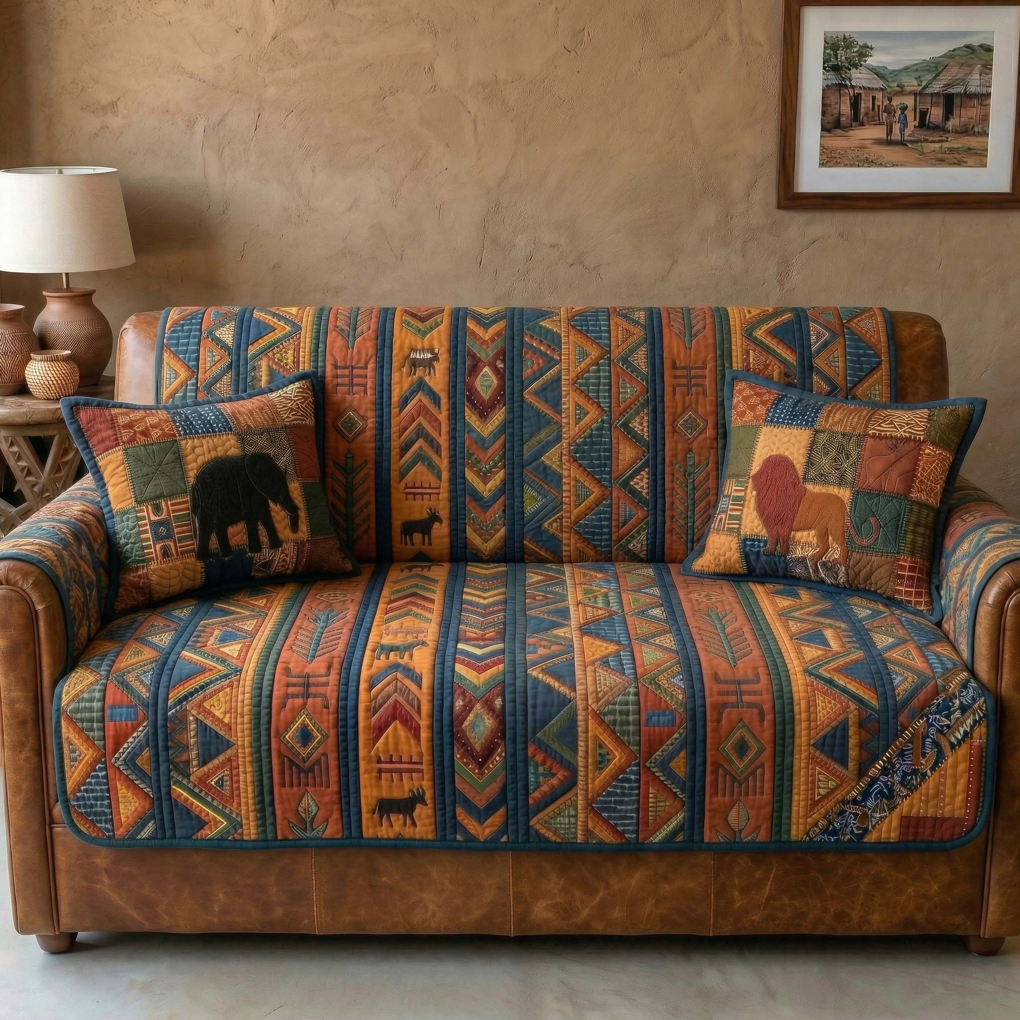Ethnic Rhythm Quilted Sofa Cover Shelf Room Decor Unique Home Decor Finds - Tradiviet