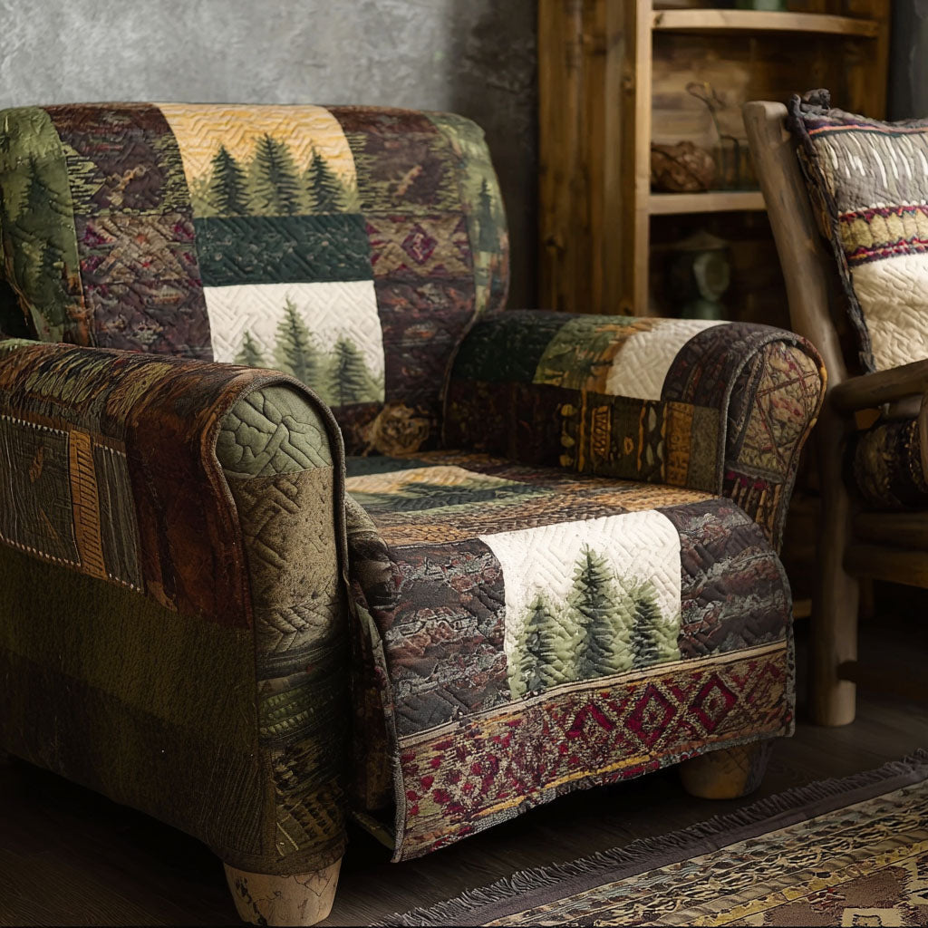 Evergreen Cabin Comfort Quilted Sofa Cover Seasonal Home Room Decor Home Gifts For Her - Tradiviet