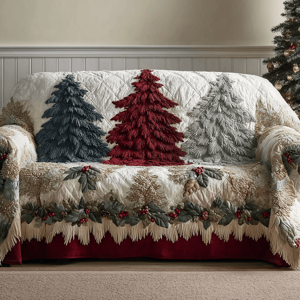 Evergreen Lane Quilted Sofa Cover Holiday Living Christmas Decor Christmas Gifts For Grandma - Tradiviet