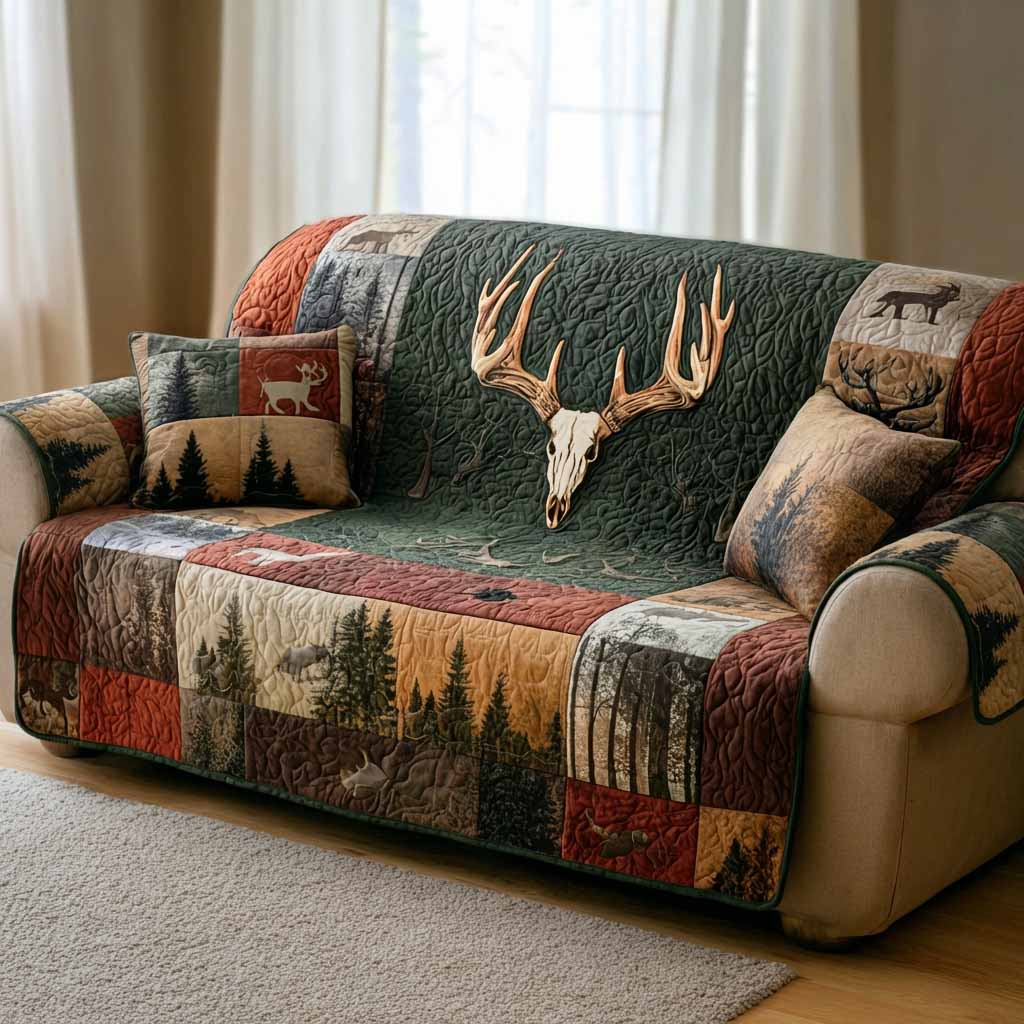 Evergreen Ridge Quilted Sofa Cover Luxury Home Room Decor Gifts For House Lovers - Tradiviet