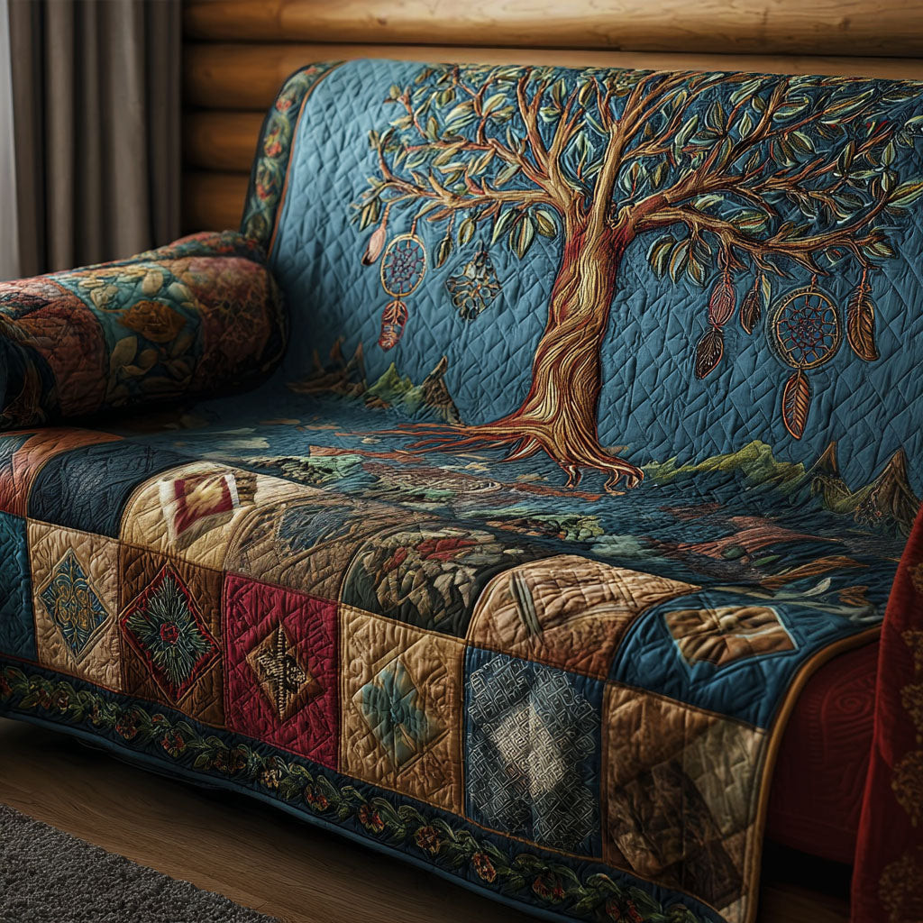 Everlasting Arbor Quilted Sofa Cover Cool Sofa Slipcovers Tree Of Life Gifts For Her - Tradiviet