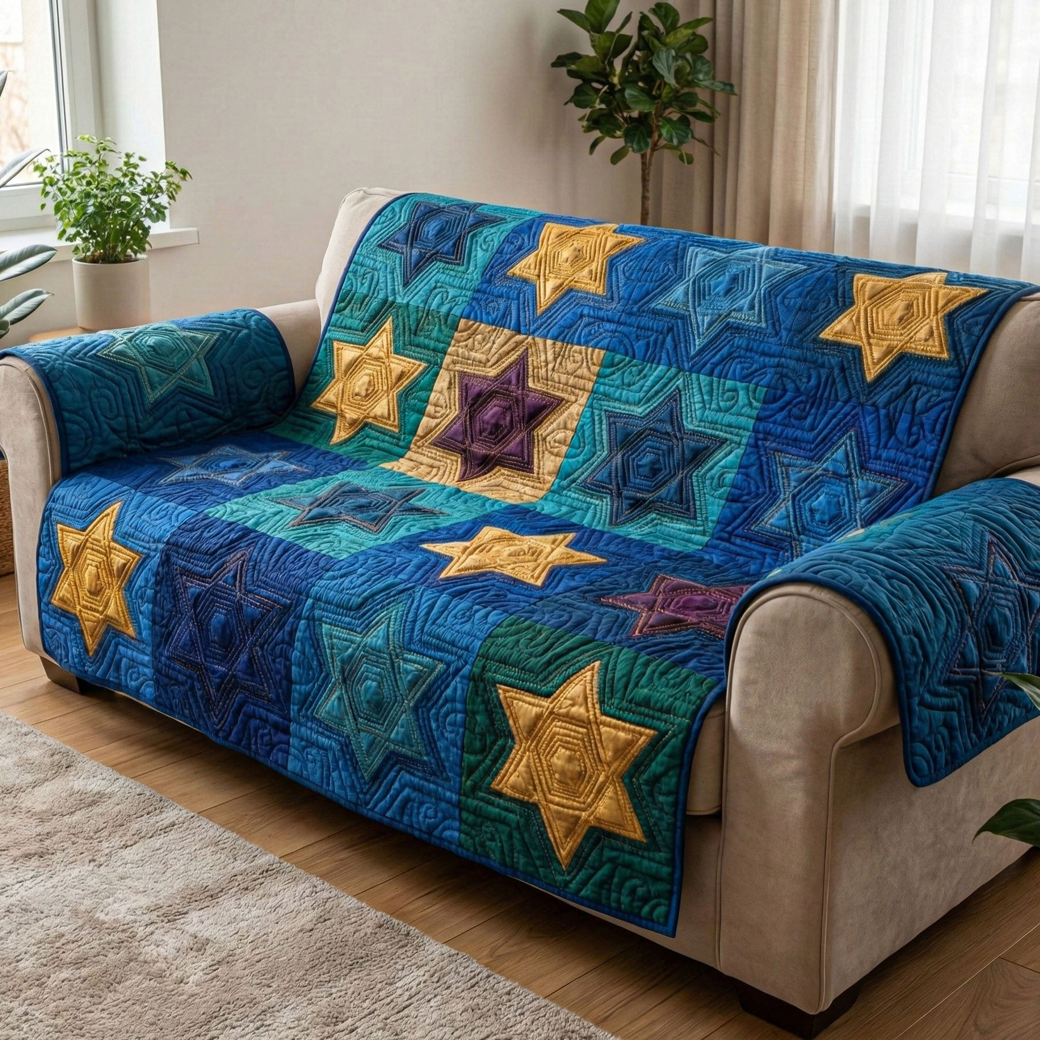 Everlasting Star Quilted Sofa Cover Best Sofa Slipcovers Best Jewish Gifts - Tradiviet