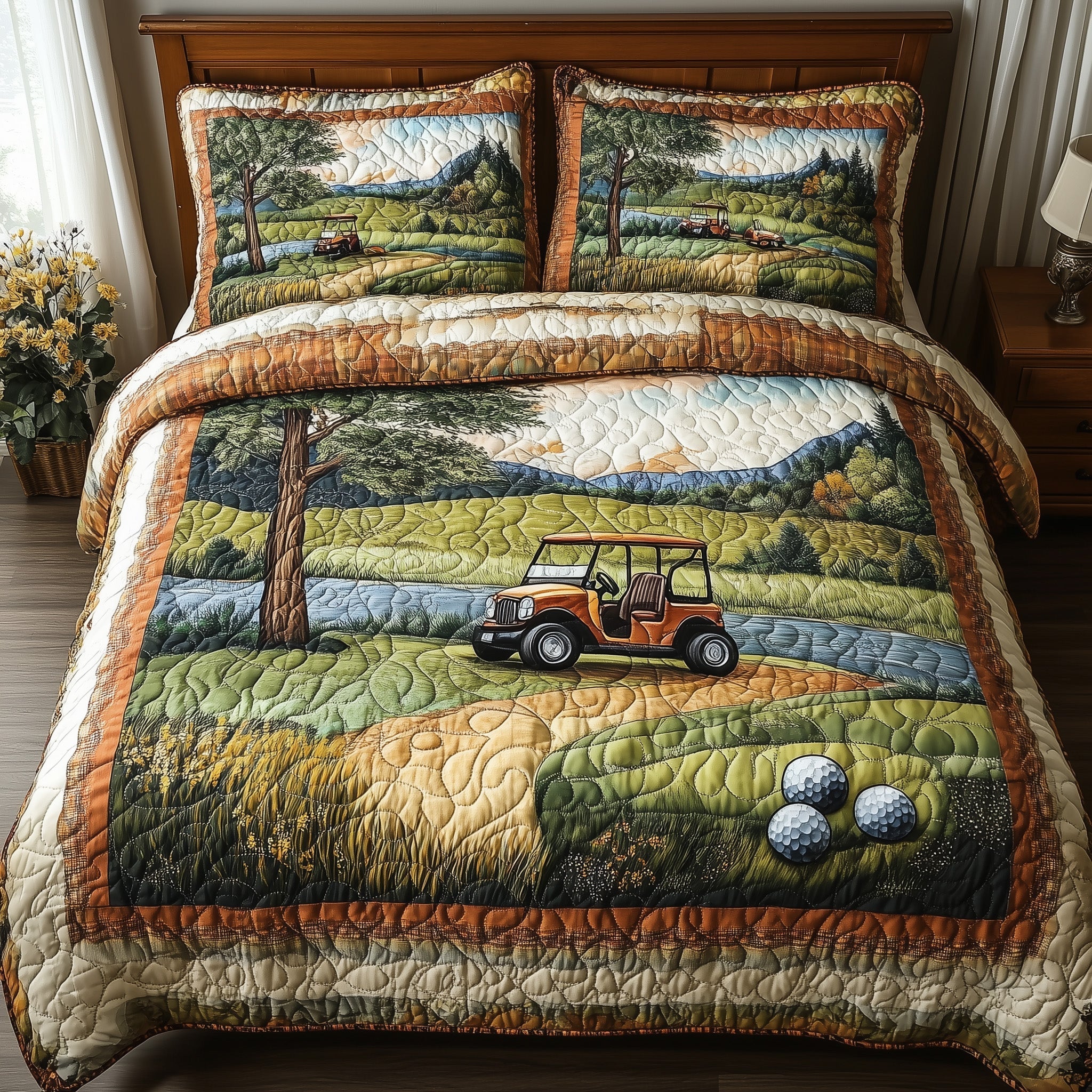 Fairway Serenity Quilted Bedding Set Fairway Serenity Calm Gift For Serenity - Tradiviet