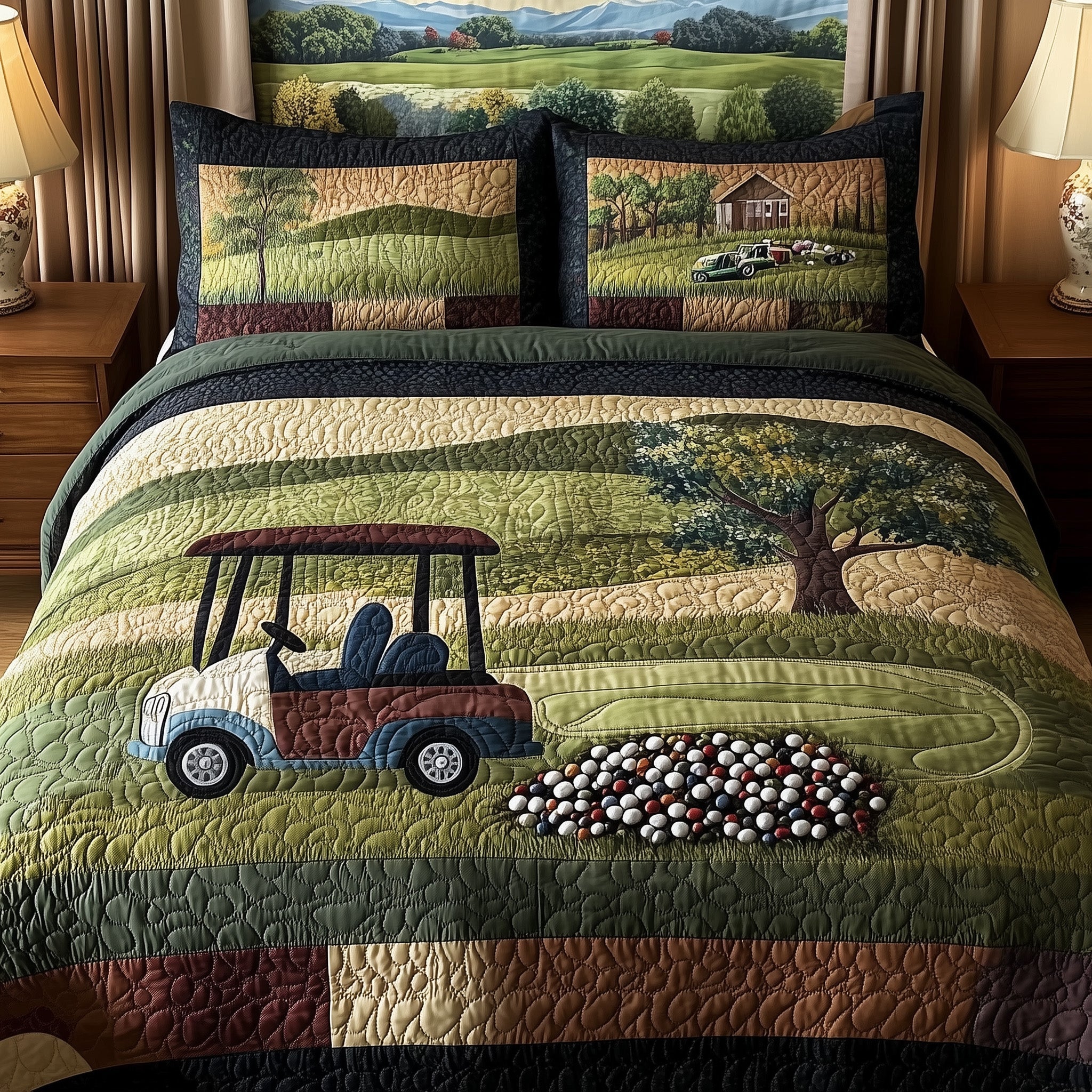 Fairway Serenity Quilted Bedding Set Fairway Serenity Garden Gift For Fairway Lovers - Tradiviet