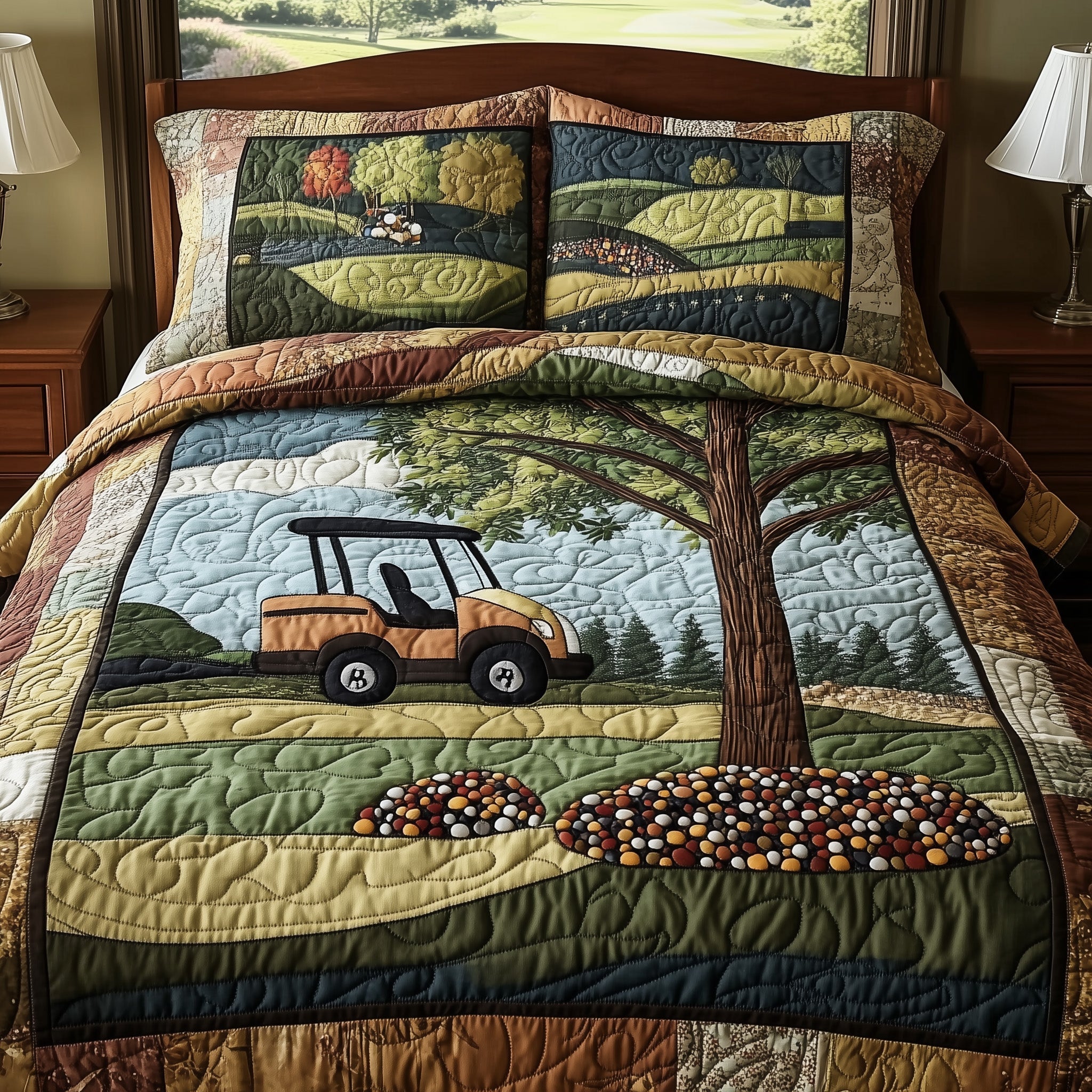 Fairway Serenity Quilted Bedding Set Fairway Serenity Lake Gift For Serenity Lovers - Tradiviet