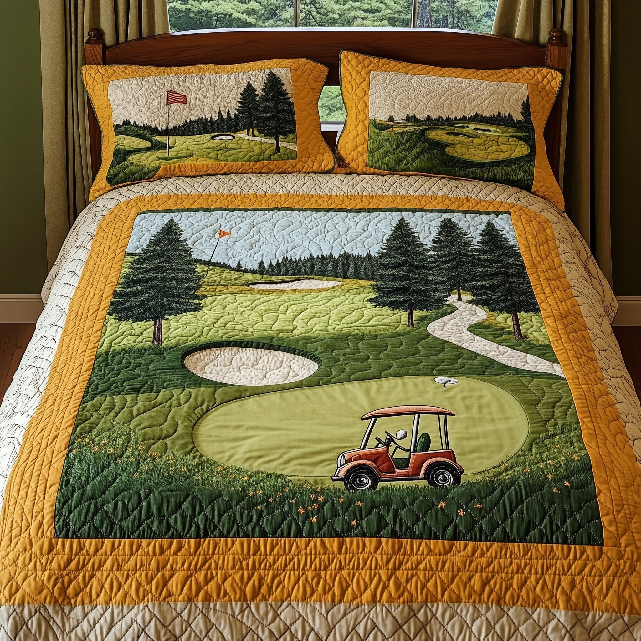 Fairway Serenity Quilted Bedding Set Fairway Serenity Vintage Gift For Fairway Serenity - Tradiviet