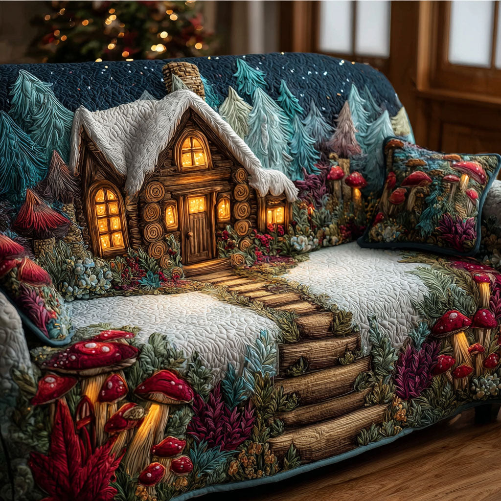 Fairy Cabin Quilted Sofa Cover Cute Room Decor Home Lover Gift Ideas - Tradiviet