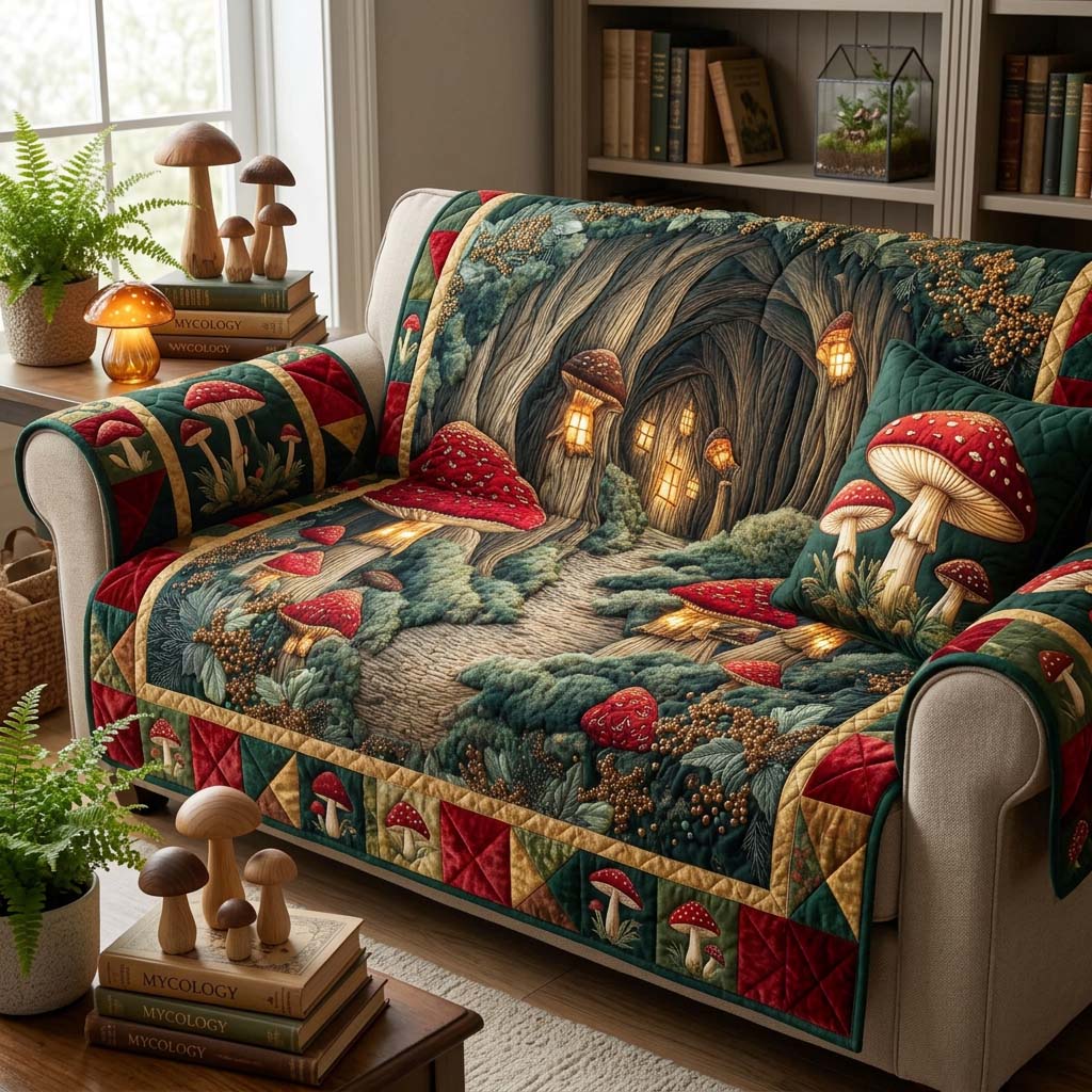 Fairy Hollow Trail Quilted Sofa Cover Simple Room Decor Home Decor Gift Ideas - Tradiviet