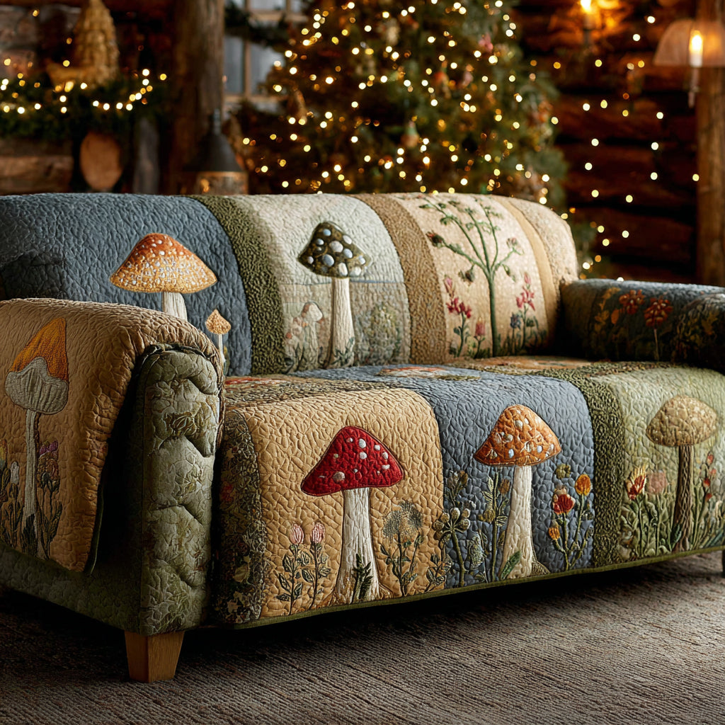 Fairy Ring Retreat Quilted Sofa Cover Neutral Room Decor Unique Housewarming Gift Ideas - Tradiviet