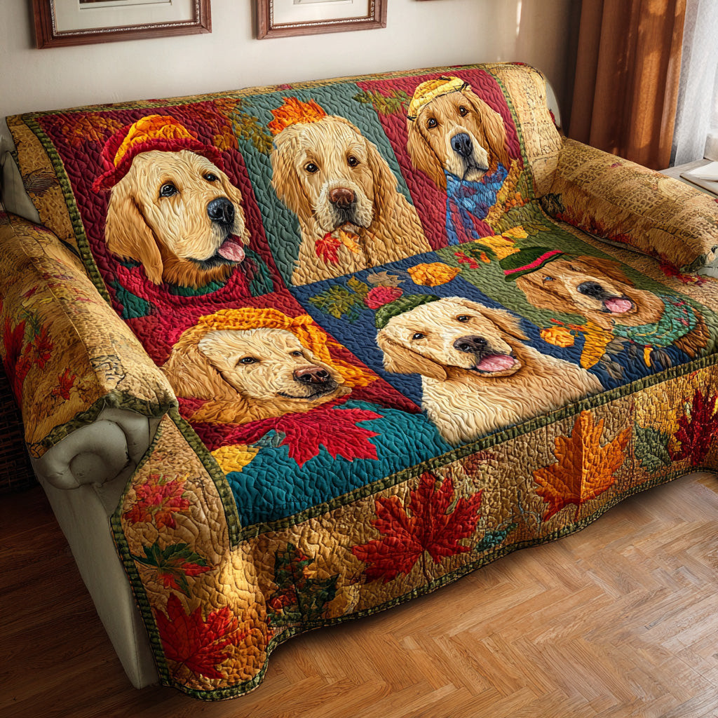 Fall Retriever Quilted Sofa Cover Home Decorattions Best Presents For Dog Lovers - Tradiviet