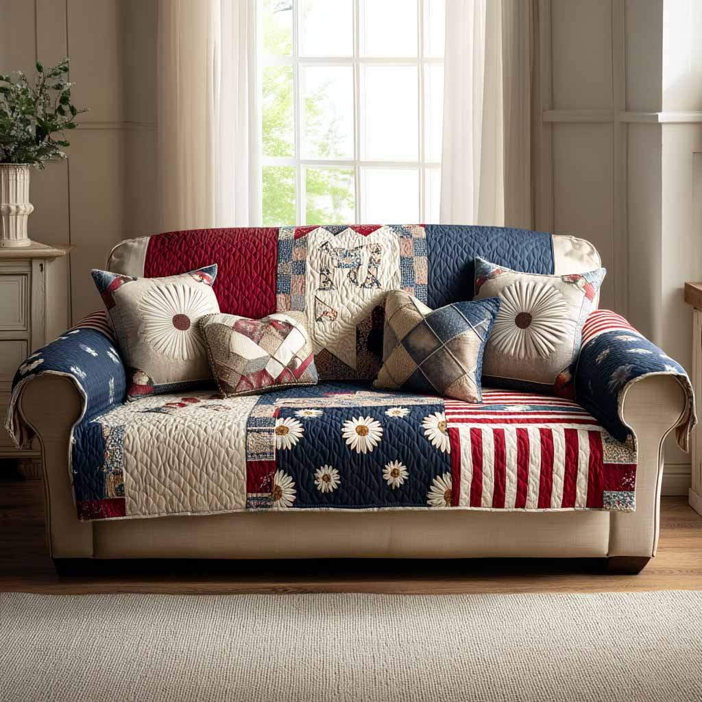 Family Patch Quilted Sofa Cover Sofa Chaise Cover Awesome Birthday Gift Ideas - Tradiviet
