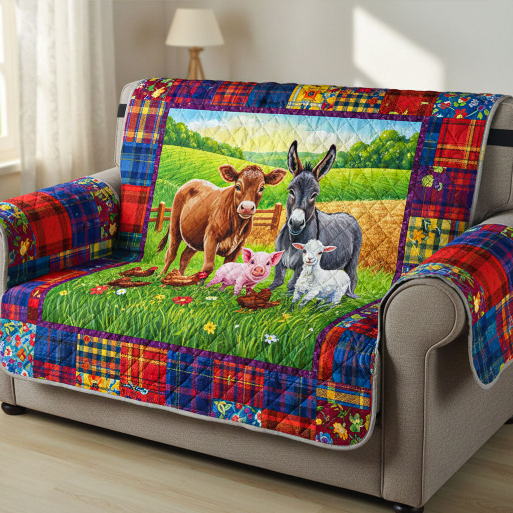 Farm Friends Quilted Sofa Cover Recliner Couch Covers Gift Baskets For Farmers - Tradiviet