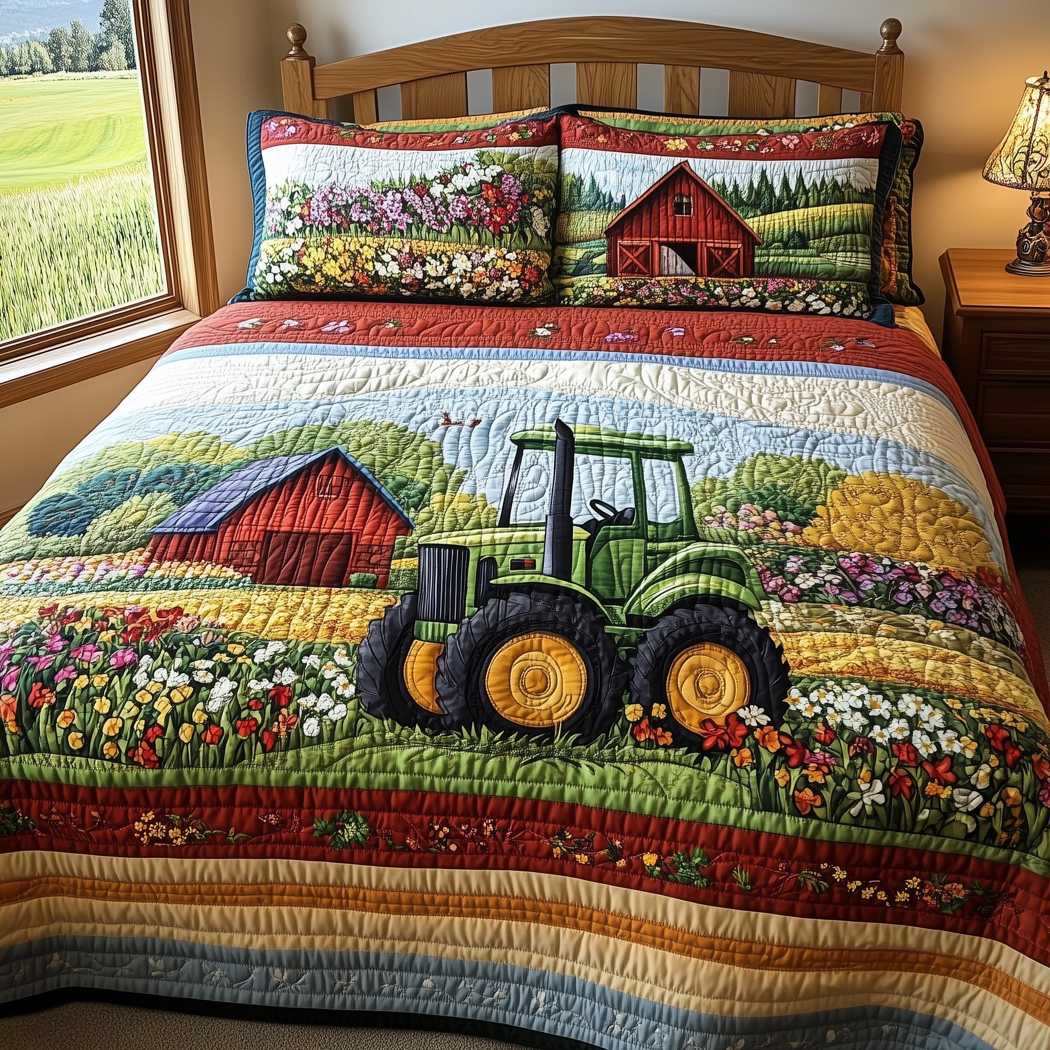 Farmer Dream Quilted Bedding Set Farmer Dream Mountain Gift For Farmer Lovers - Tradiviet