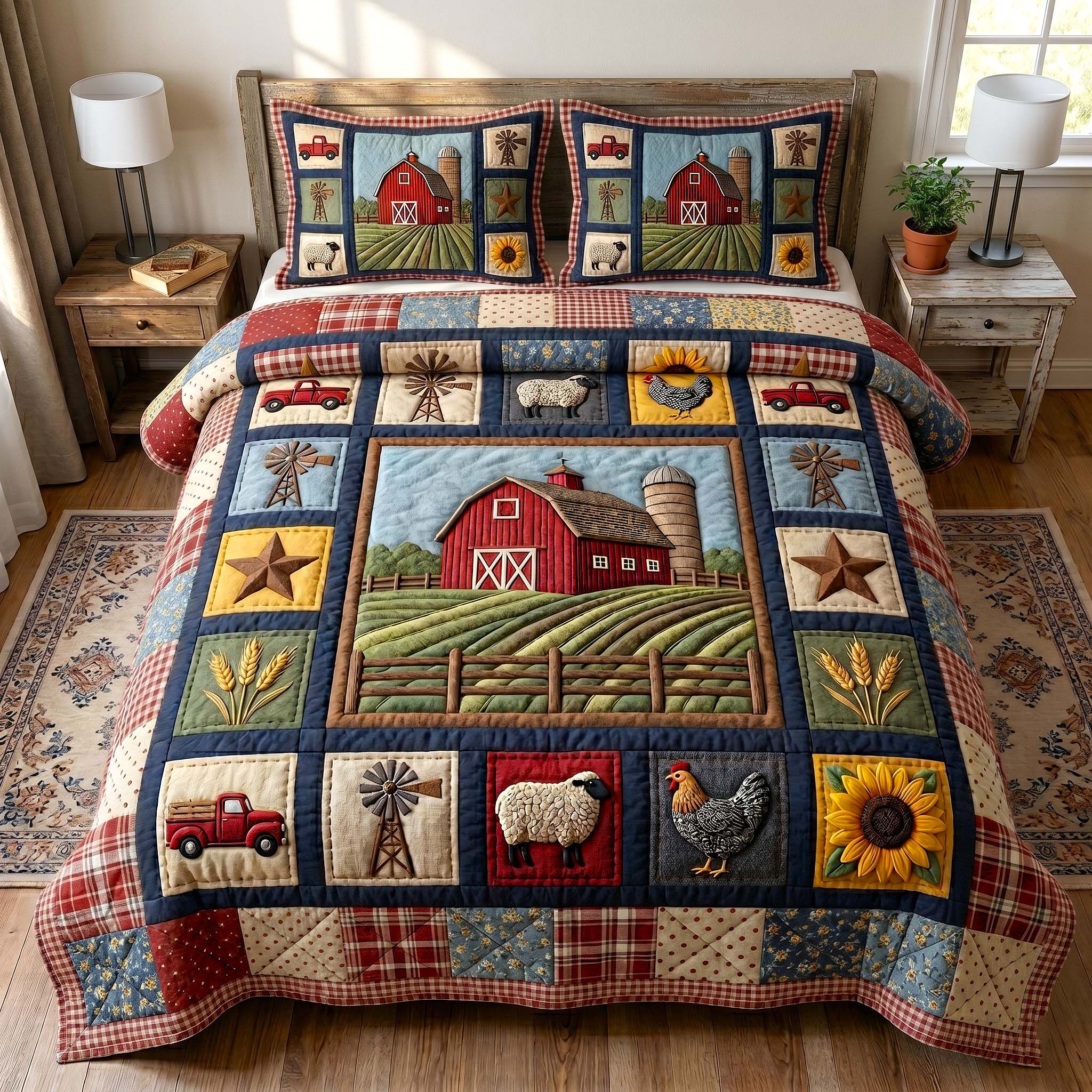 Farmhouse Charm Quilted Bedding Set Farmhouse Charm Elegant Gift For Farmhouse Fans - Tradiviet