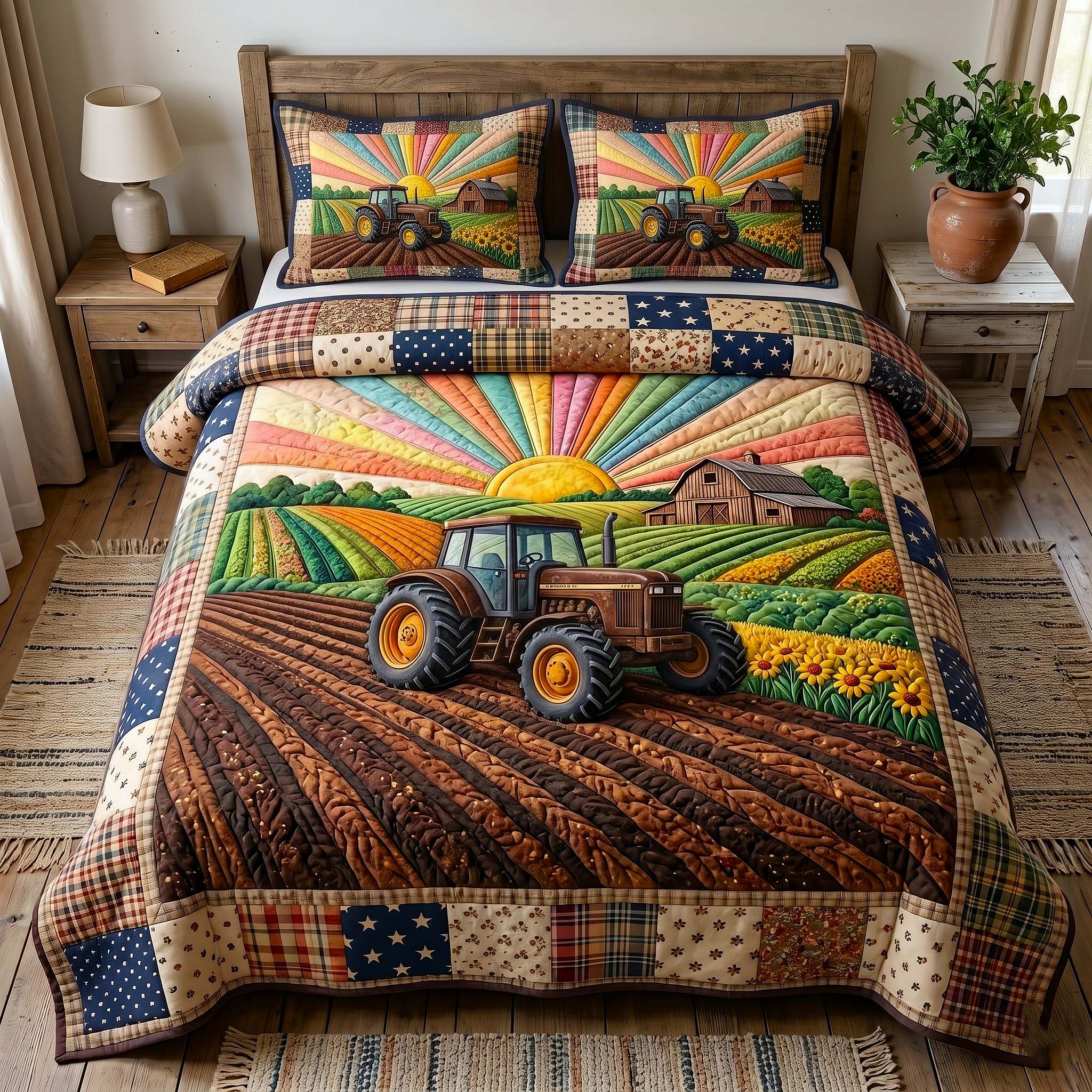 Farmhouse Charm Quilted Bedding Set Farmhouse Charm Honor Gift For Farmhouse - Tradiviet