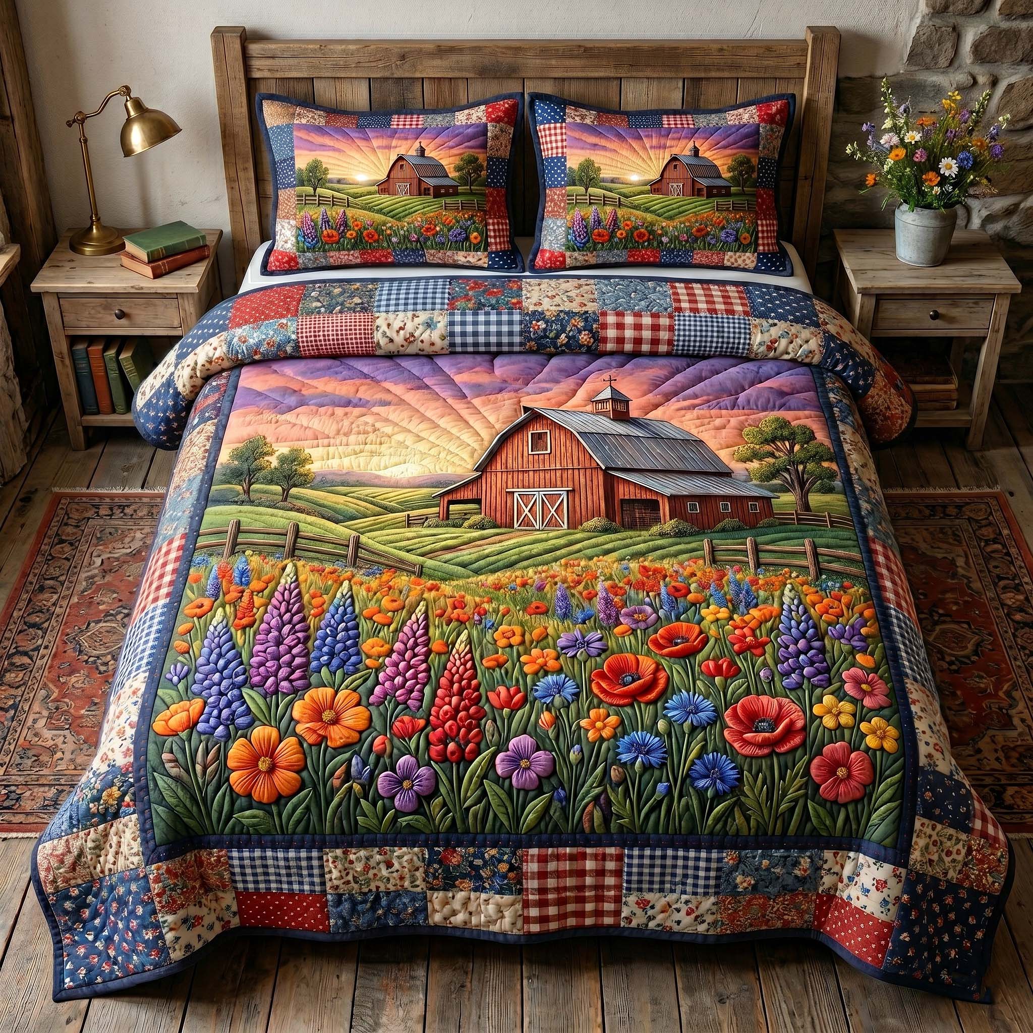 Farmhouse Charm Quilted Bedding Set Farmhouse Charm Houseware Gift For Farmhouse Charm - Tradiviet