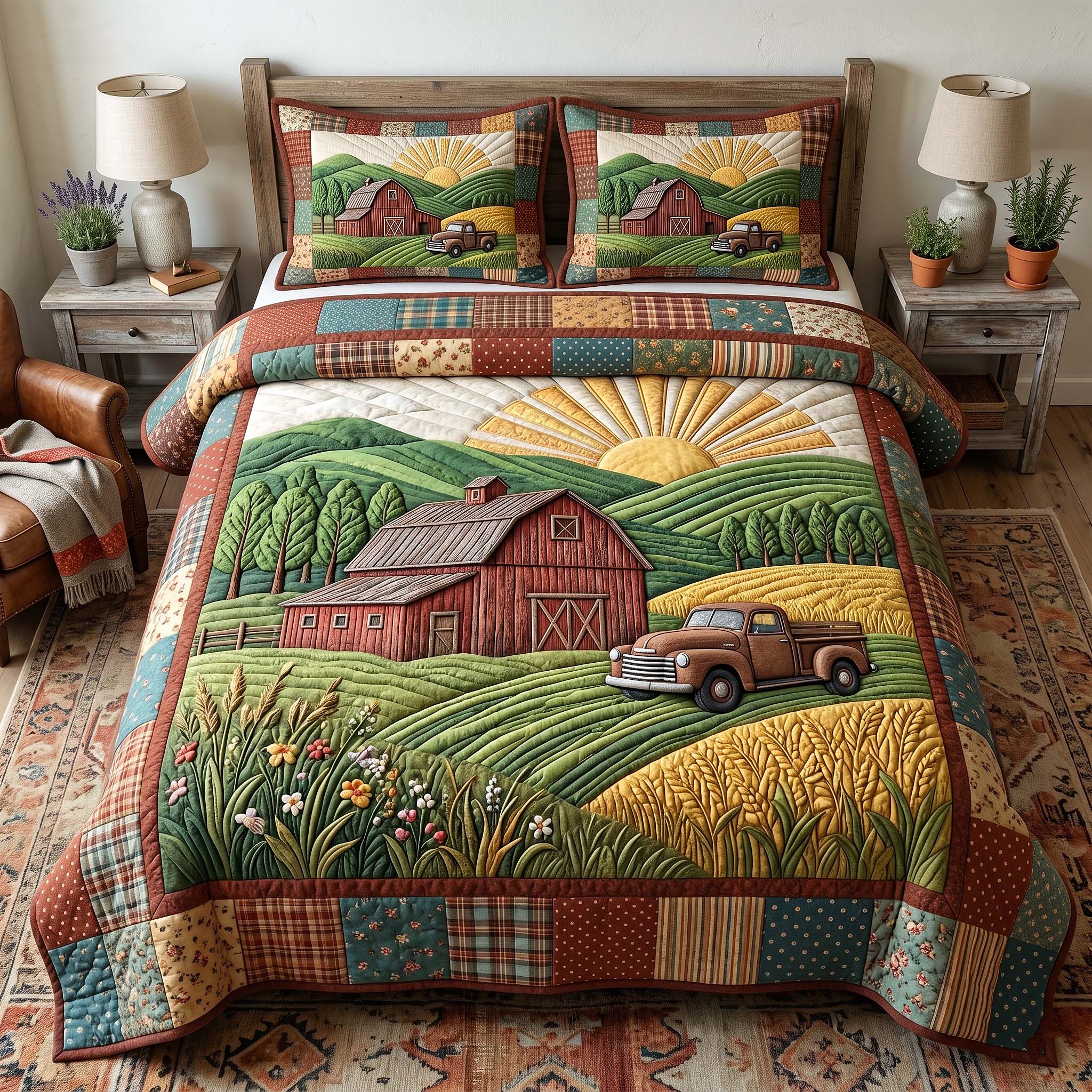 Farmhouse Charm Quilted Bedding Set Farmhouse Charm Splendor Gift For Farmhouse Friends - Tradiviet