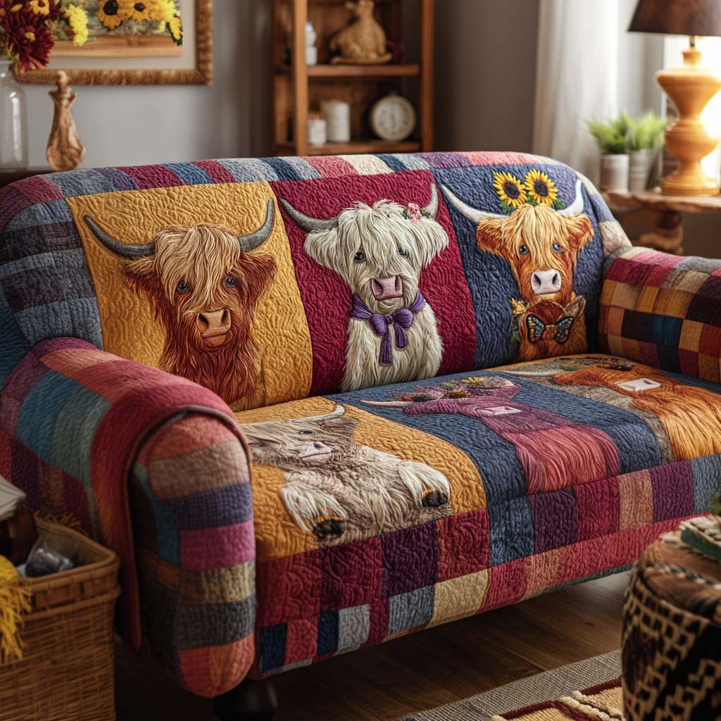 Farmhouse Harmony Quilted Sofa Cover Living Room Decor Ideas Presents For Cow Lovers - Tradiviet