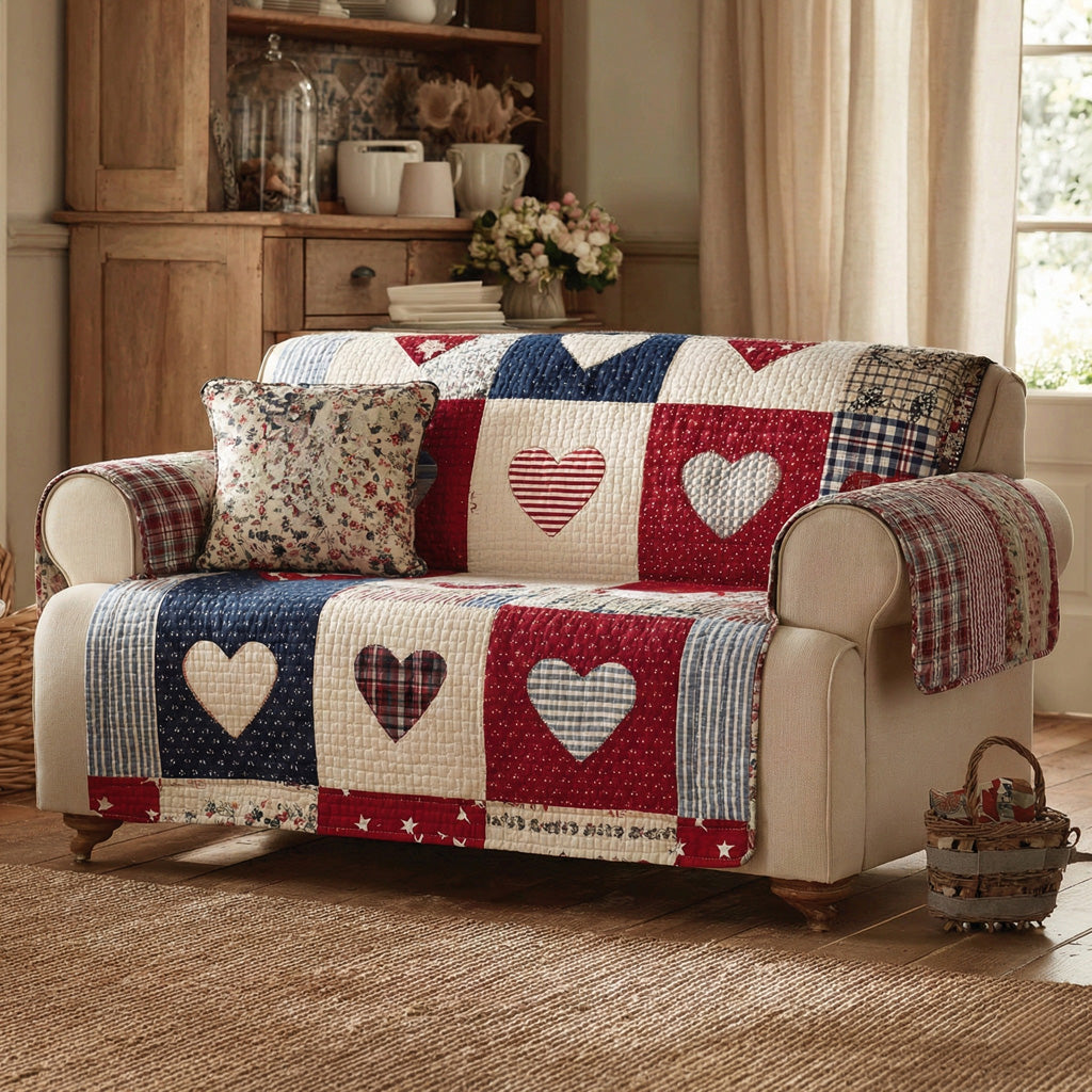 Farmhouse Sweetheart Quilted Sofa Cover Room Decor Inspiration Home Gift For Him - Tradiviet