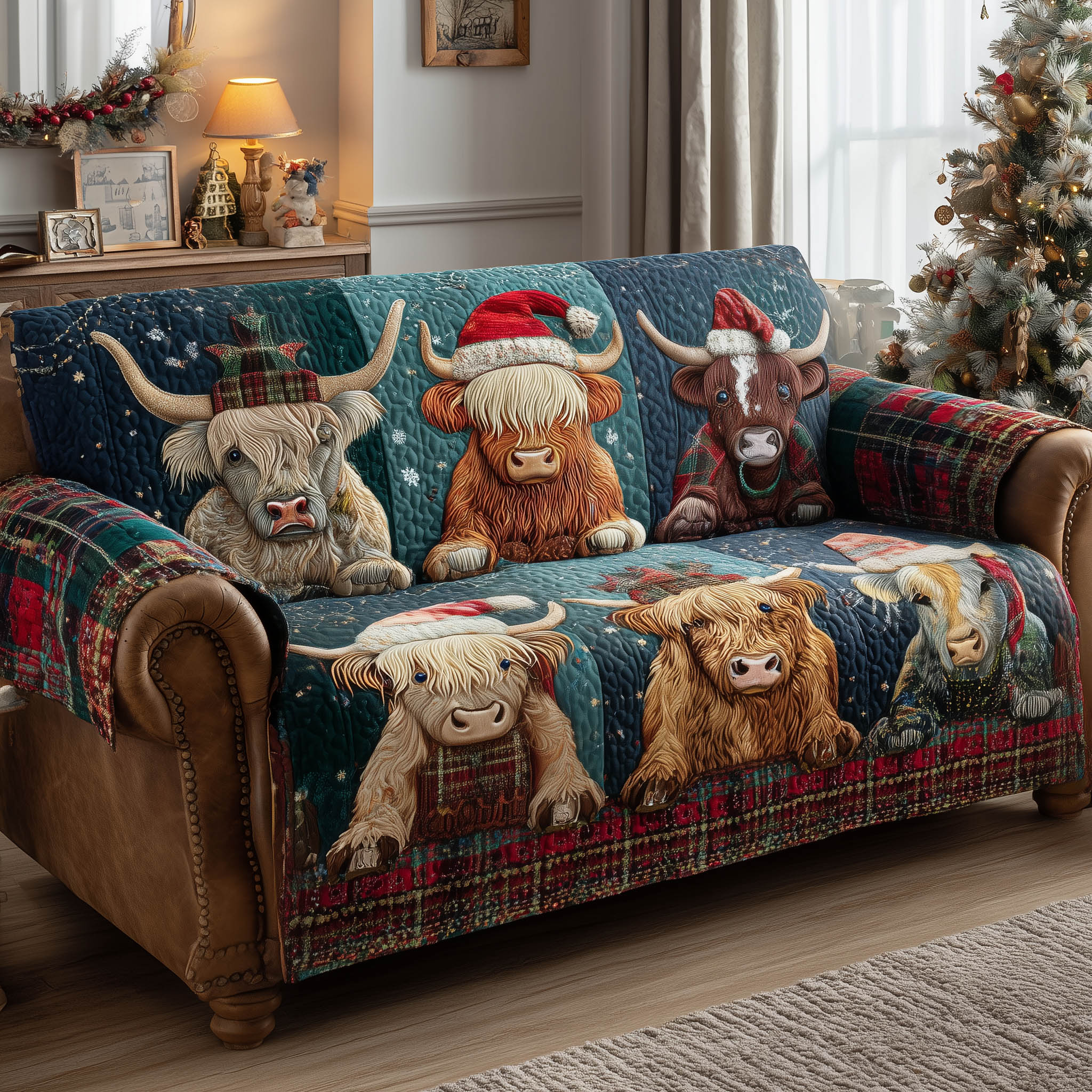 Farmstead Quilted Sofa Cover Cabin Home Couch Cover Cozy Housewarming Gift Ideas - Tradiviet