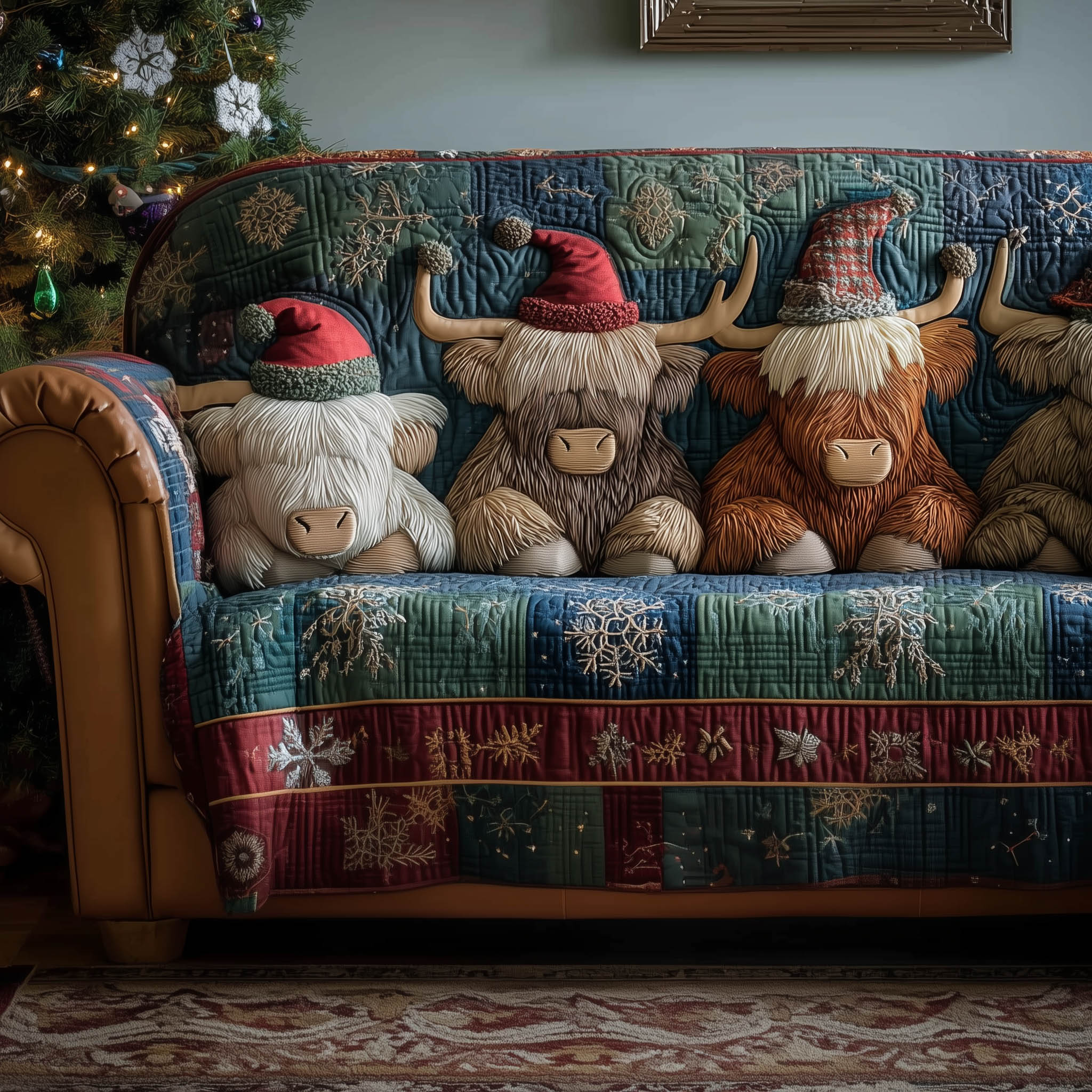 Farmstead Quilted Sofa Cover Cabin Home Couch Cover Perfect Housewarming Gift Ideas - Tradiviet