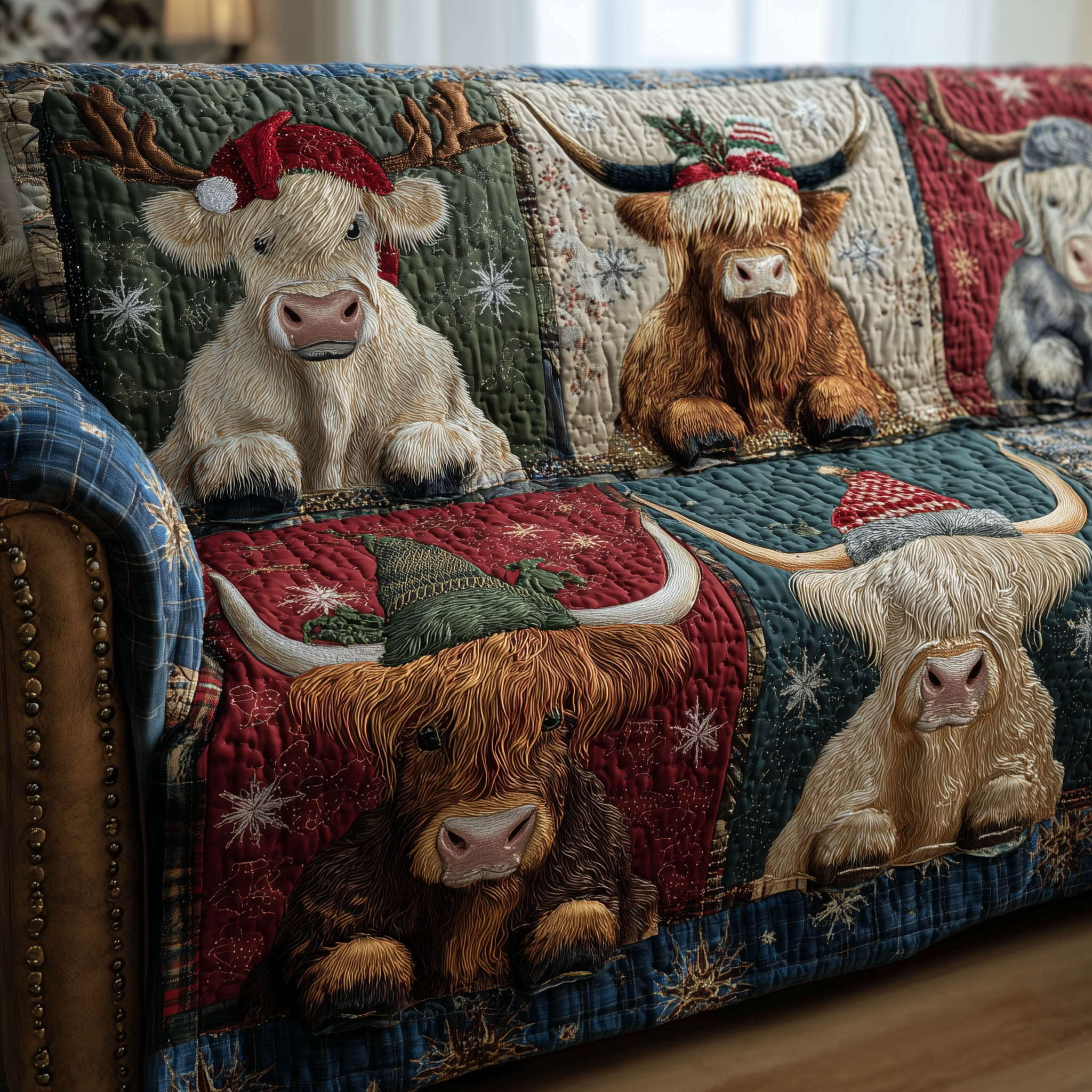Farmstead Quilted Sofa Cover Cabin Home Couch Cover Unique Housewarming Gift Ideas - Tradiviet