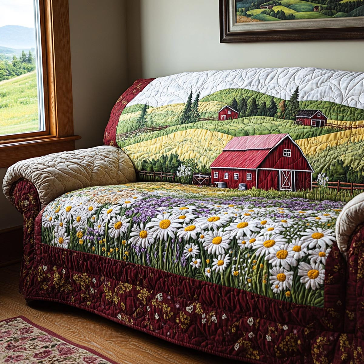 Farmstead Spring Quilted Sofa Cover Sofa Saver Covers Best Present For A Farmer - Tradiviet