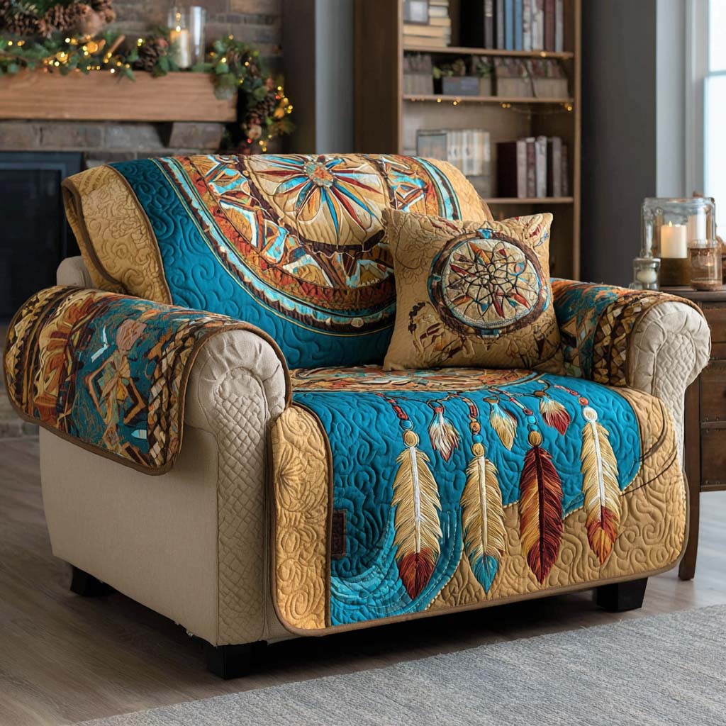Feathered Dreams Quilted Sofa Cover Cute Room Decor Cool Room Decor Gifts - Tradiviet