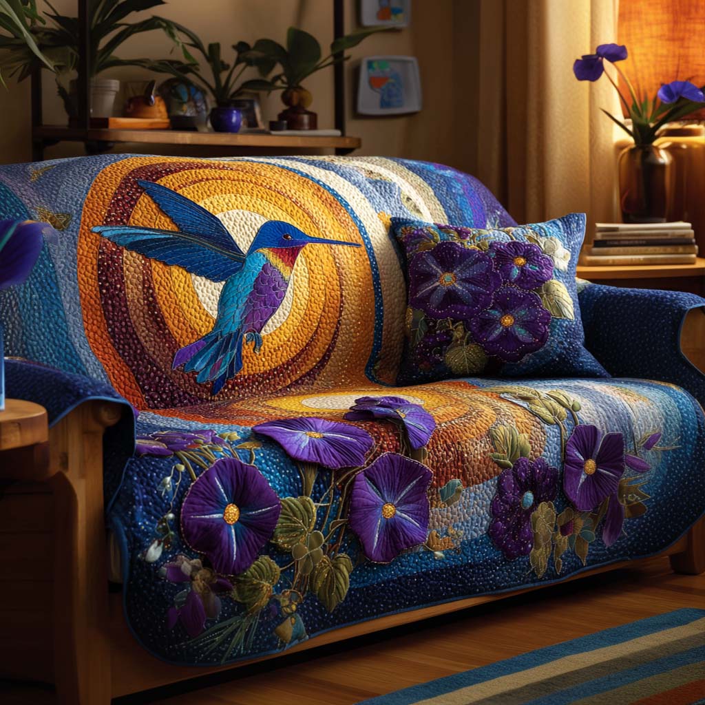 Feathered Gem Quilted Sofa Cover Rustic Home Room Decor Best Home Decor Gifts - Tradiviet