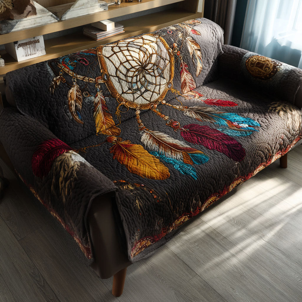 Feathered Silence Quilted Sofa Cover Couch Cover Native American Christmas Gift Ideas - Tradiviet