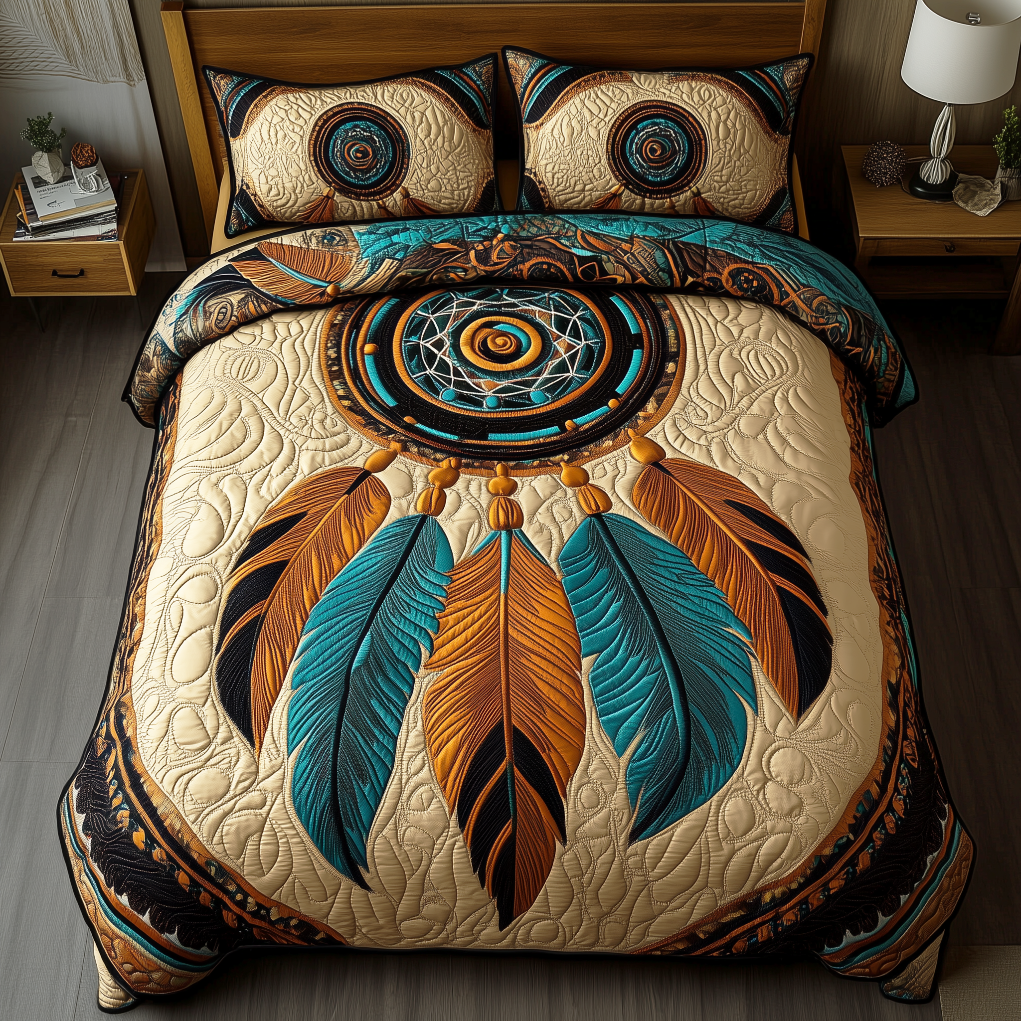 Feathers of Serenity Quilted Bedding Set Feathers Serenity Display Gift For Feathers Serenity - Tradiviet