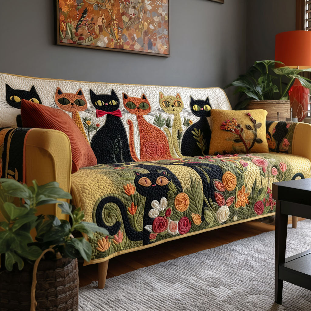 Feline Dreams Quilted Sofa Cover Indoor Home Room Decor Room Gift For Him - Tradiviet