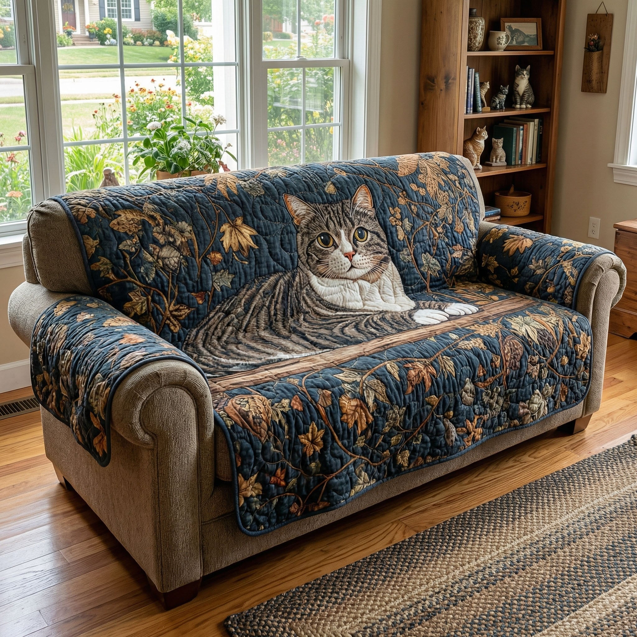 Feline Friend Forever Quilted Sofa Cover Modern Room Decor Unique Home Decor Gifts - Tradiviet