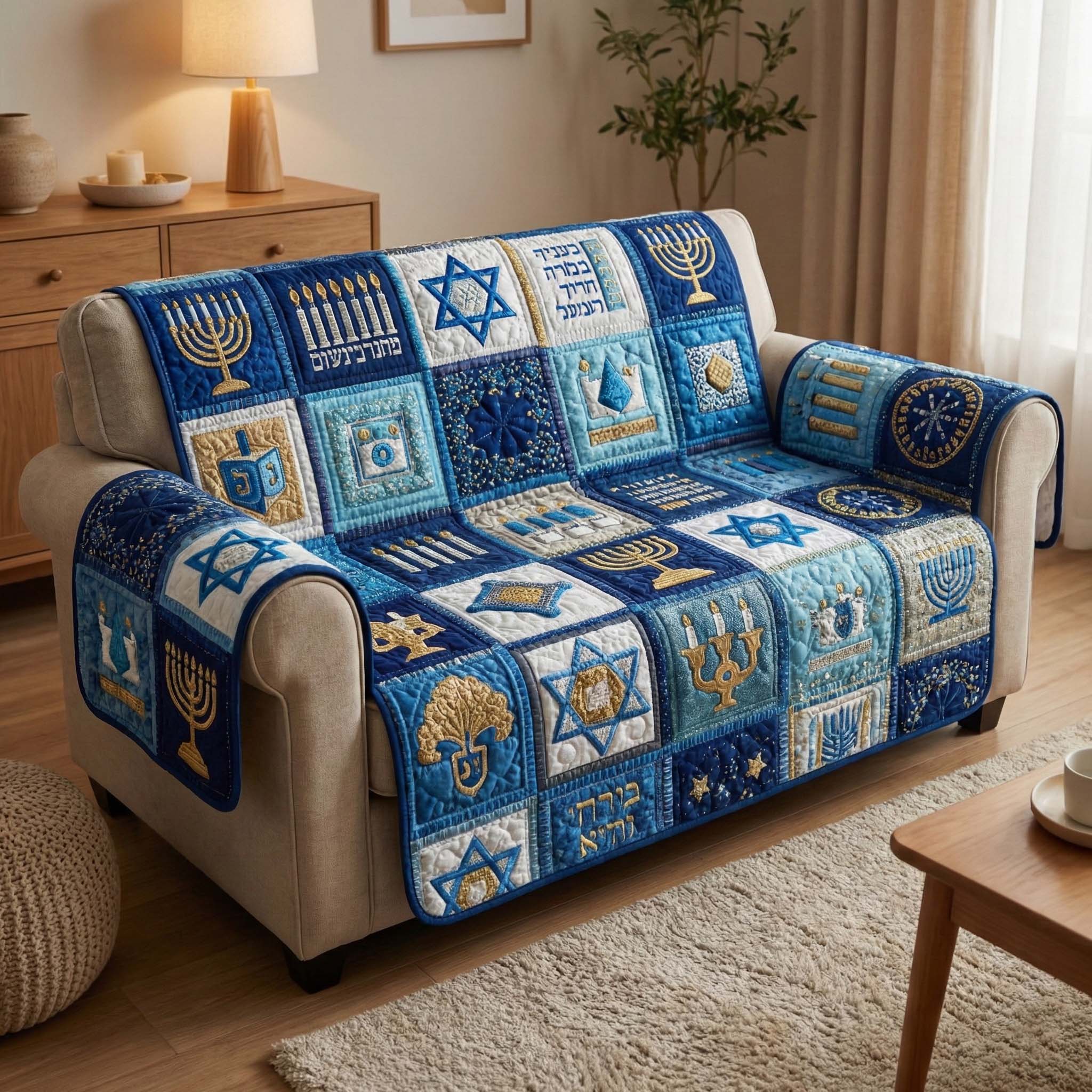 Festival Icons Quilted Sofa Cover Cozy Home Couch Cover Gift For New Home - Tradiviet