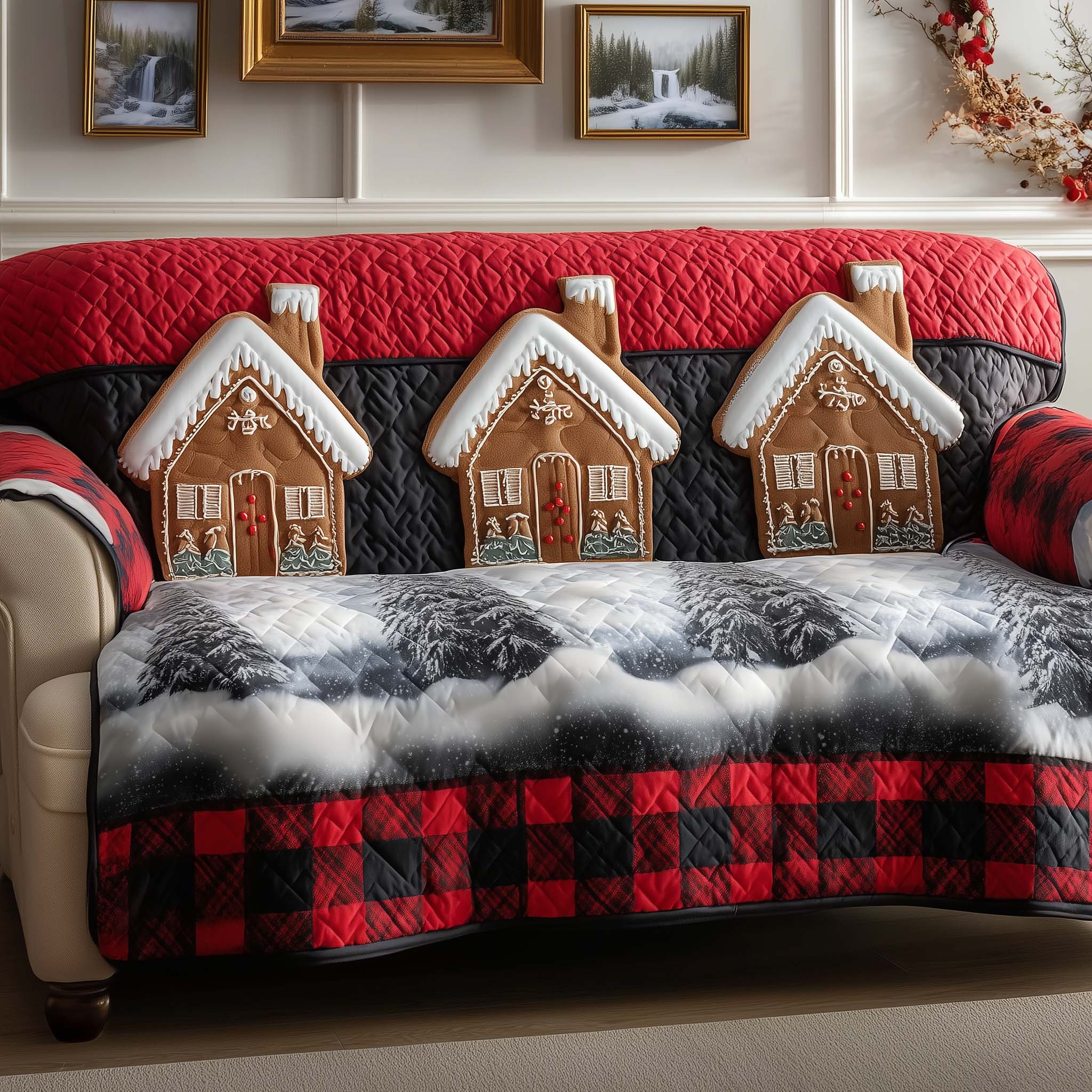 Festive Bake Quilted Sofa Cover Christmas Home Couch Cover Gifts For New Homes - Tradiviet